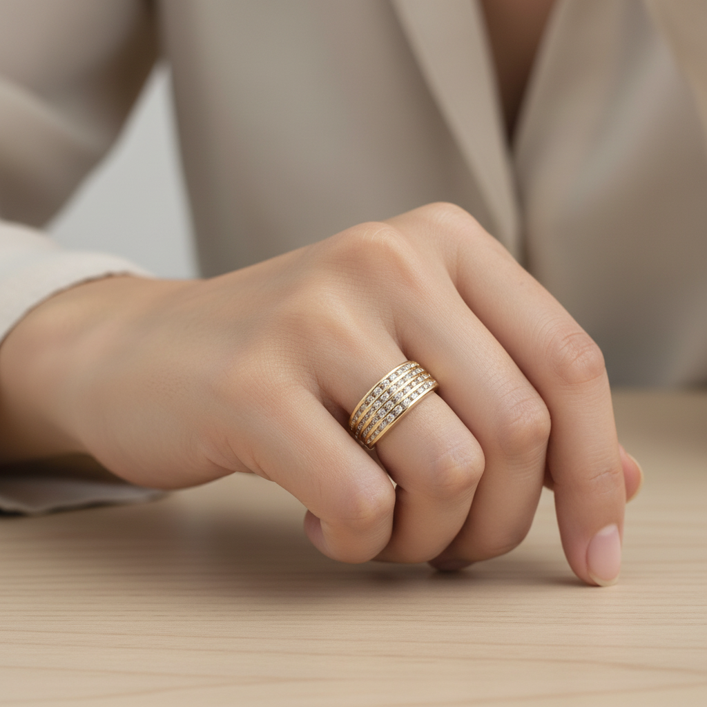 14K Yellow Gold Diamonds Womens Ring - 0.50ct