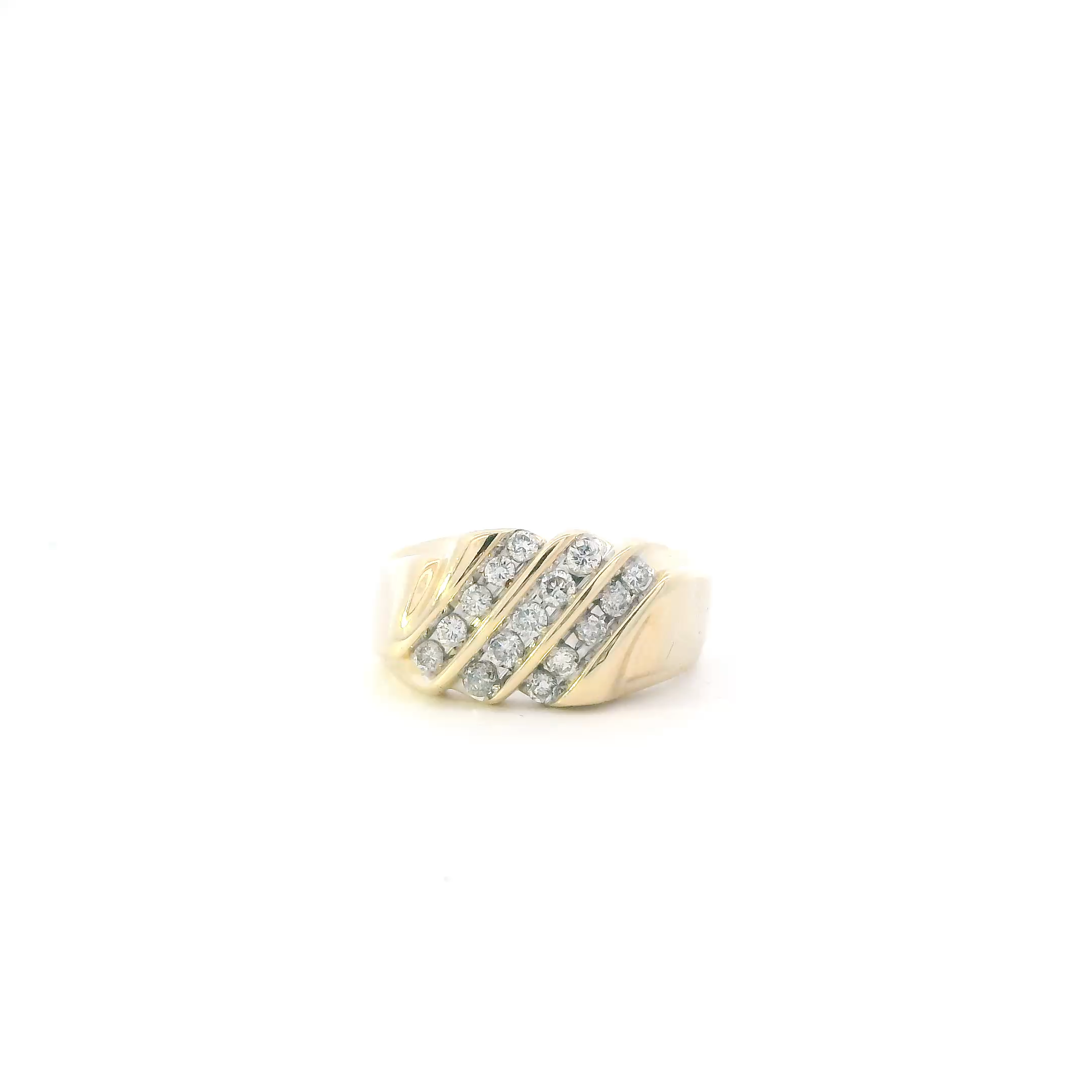 14K Yellow Gold Diamonds Mens Ring - 0.50ct