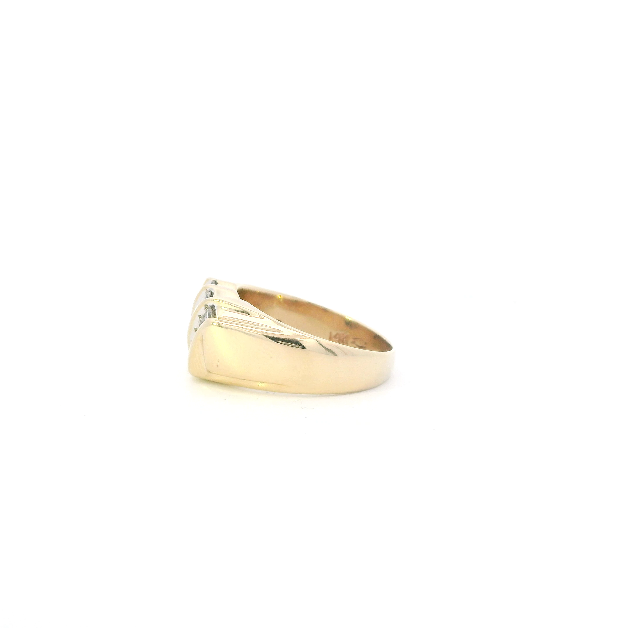 14K Yellow Gold Diamonds Mens Ring - 0.50ct