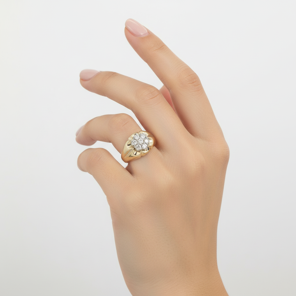 14K Yellow Gold Diamonds Womens Ring - 0.63ct