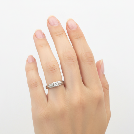 14K White Gold Diamond Solitaire Womens Ring - 0.35ct