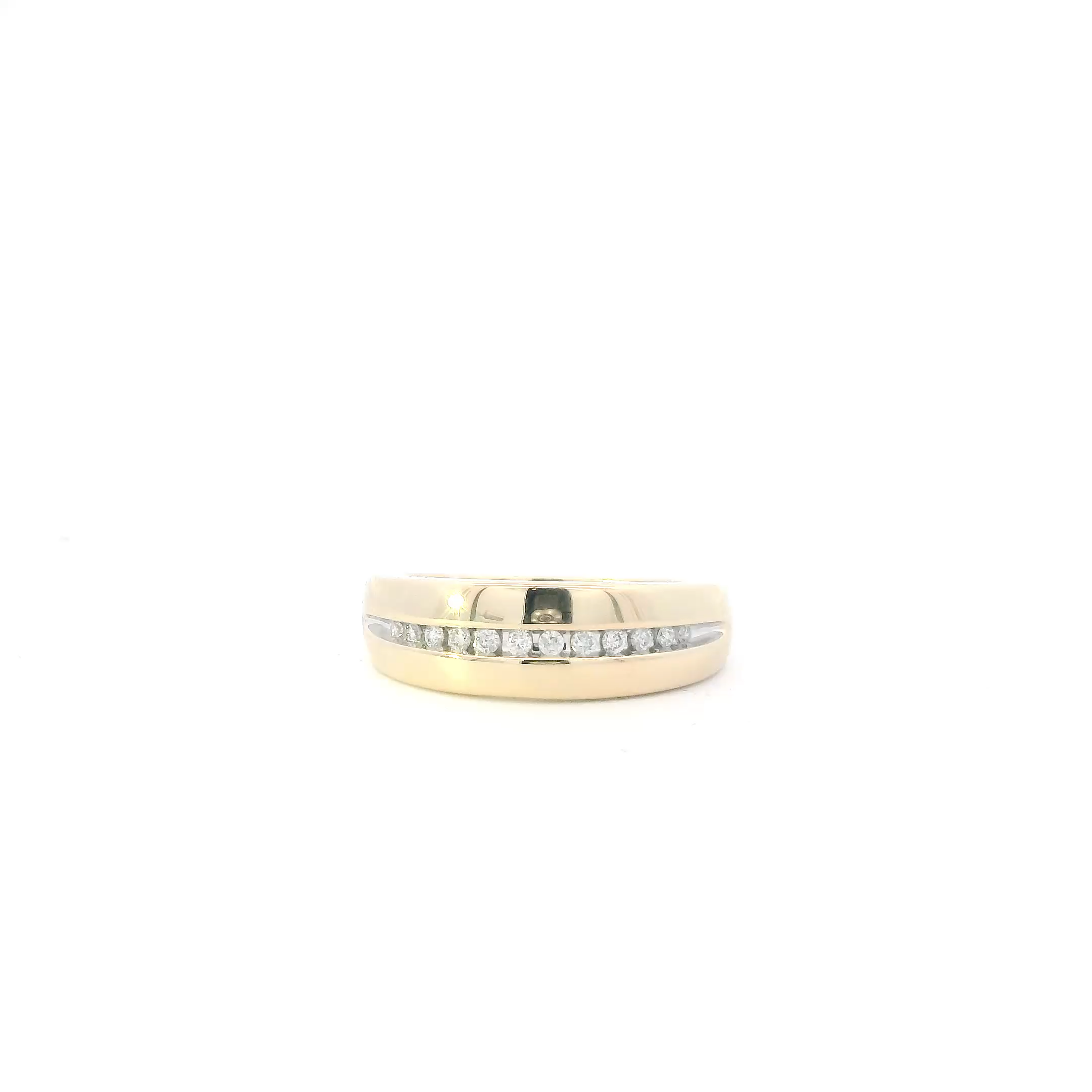 14K Yellow Gold Diamonds Mens Ring - 0.18ct