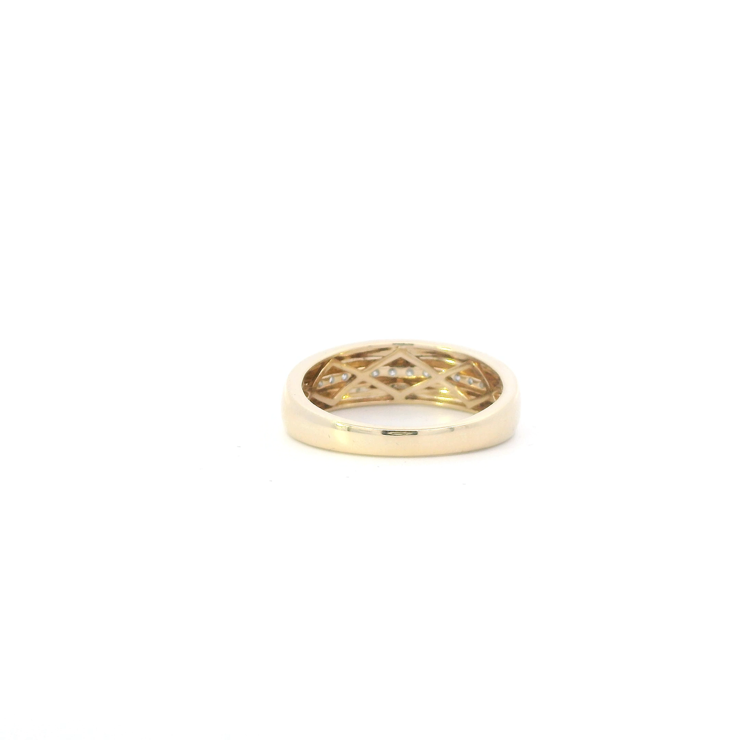 14K Yellow Gold Diamonds Mens Ring - 0.18ct