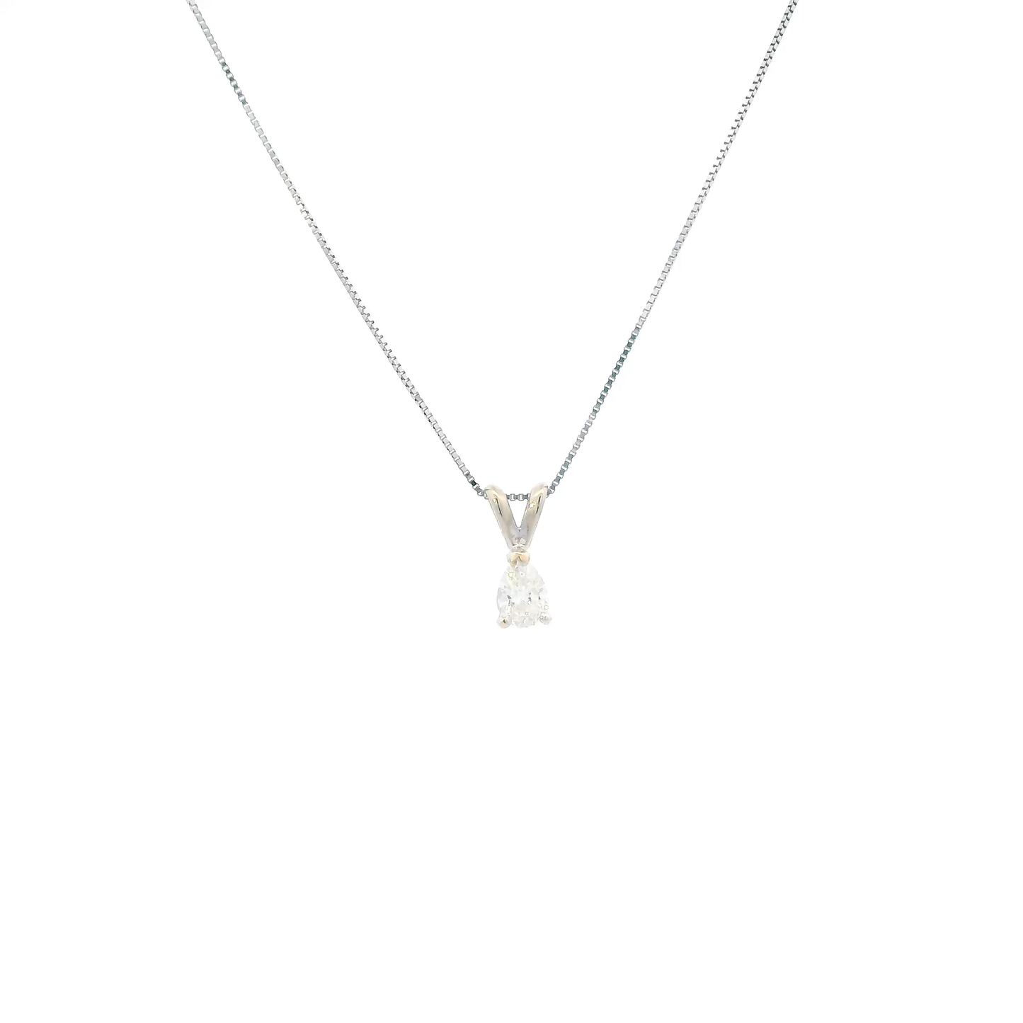 14K White Gold Diamond Pendant & 18" Box Chain - 0.50ct