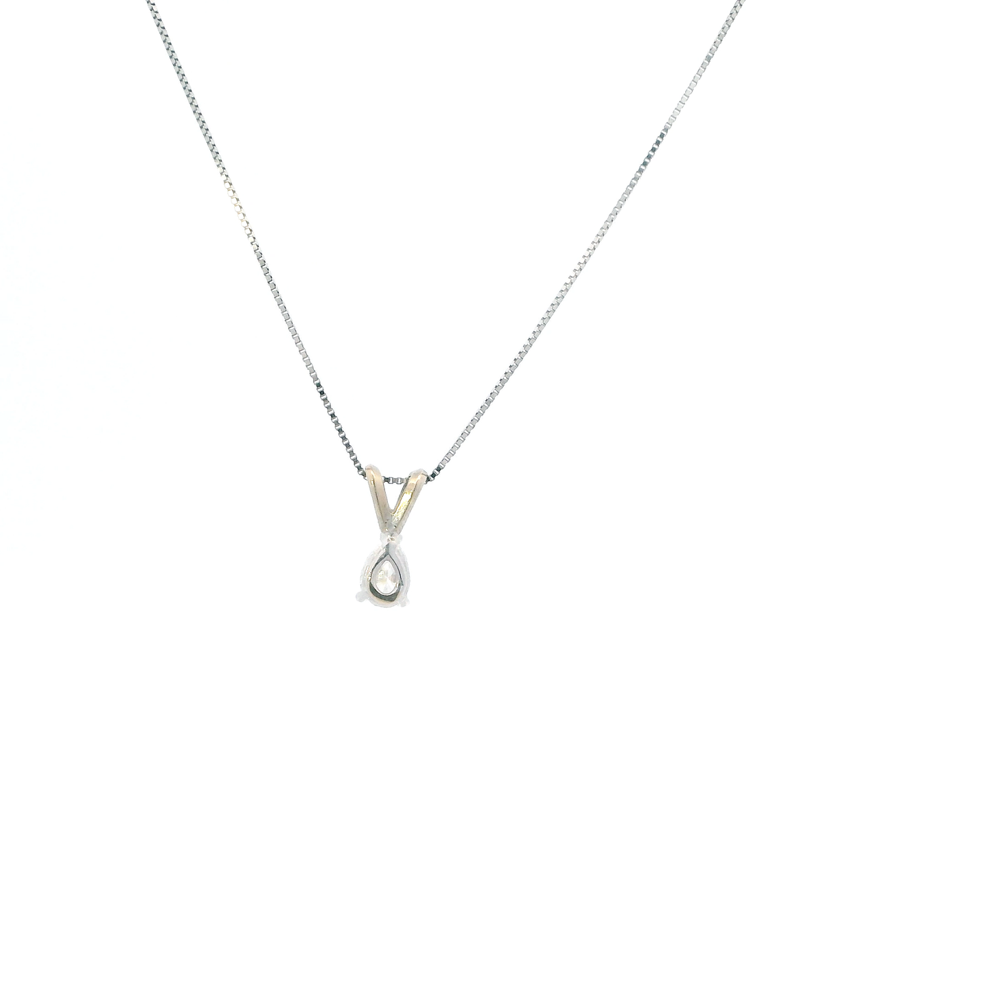 14K White Gold Diamond Pendant & 18" Box Chain - 0.50ct