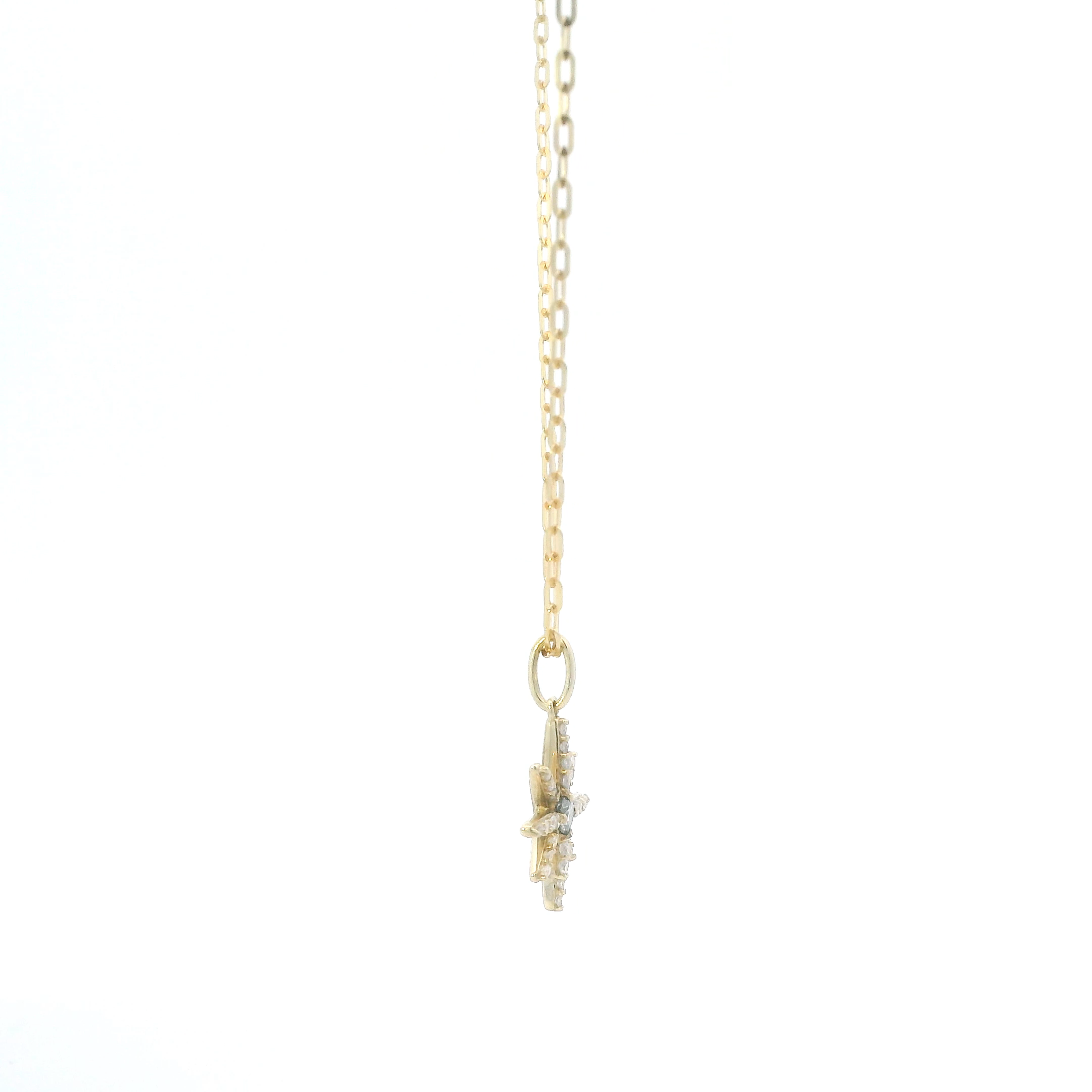 10K Yellow Gold Diamonds Snowflake Pendant & 16-20