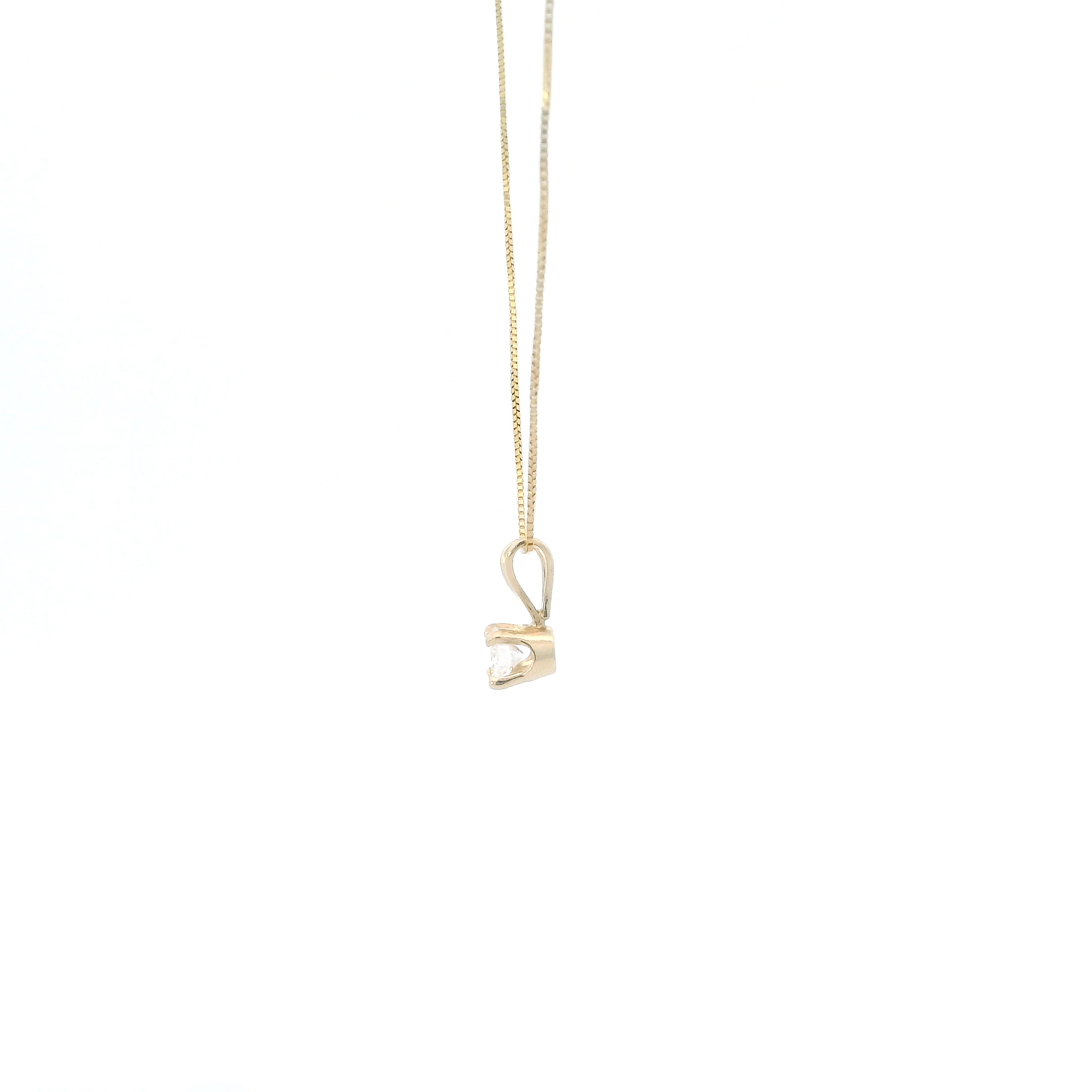 14K Yellow Gold Solitaire Diamond Pendant & 18