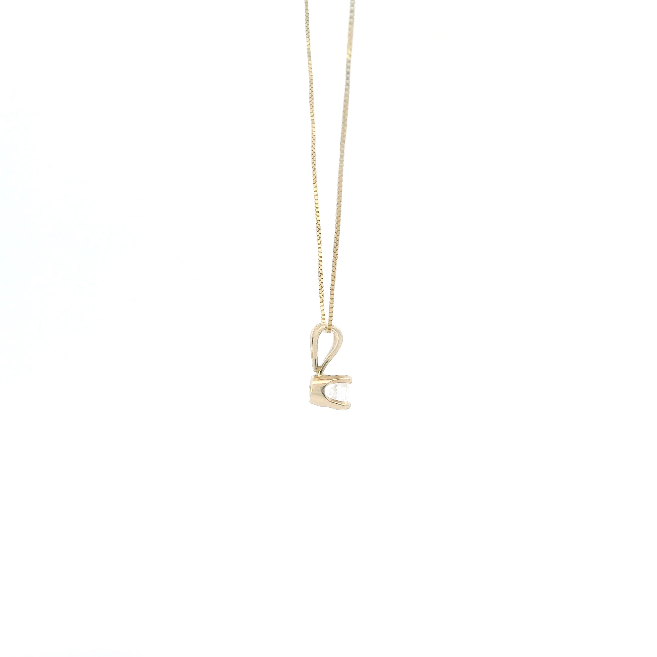14K Yellow Gold Solitaire Diamond Pendant & 18
