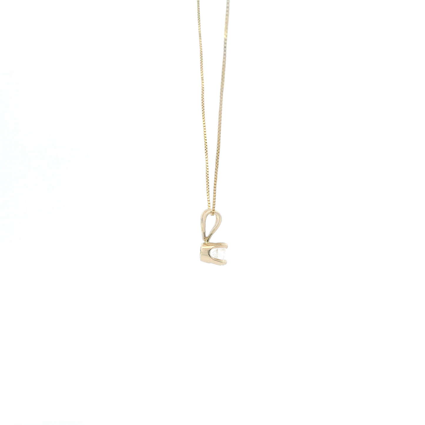 14K Yellow Gold Solitaire Diamond Pendant & 18" Box Chain - 0.25ct