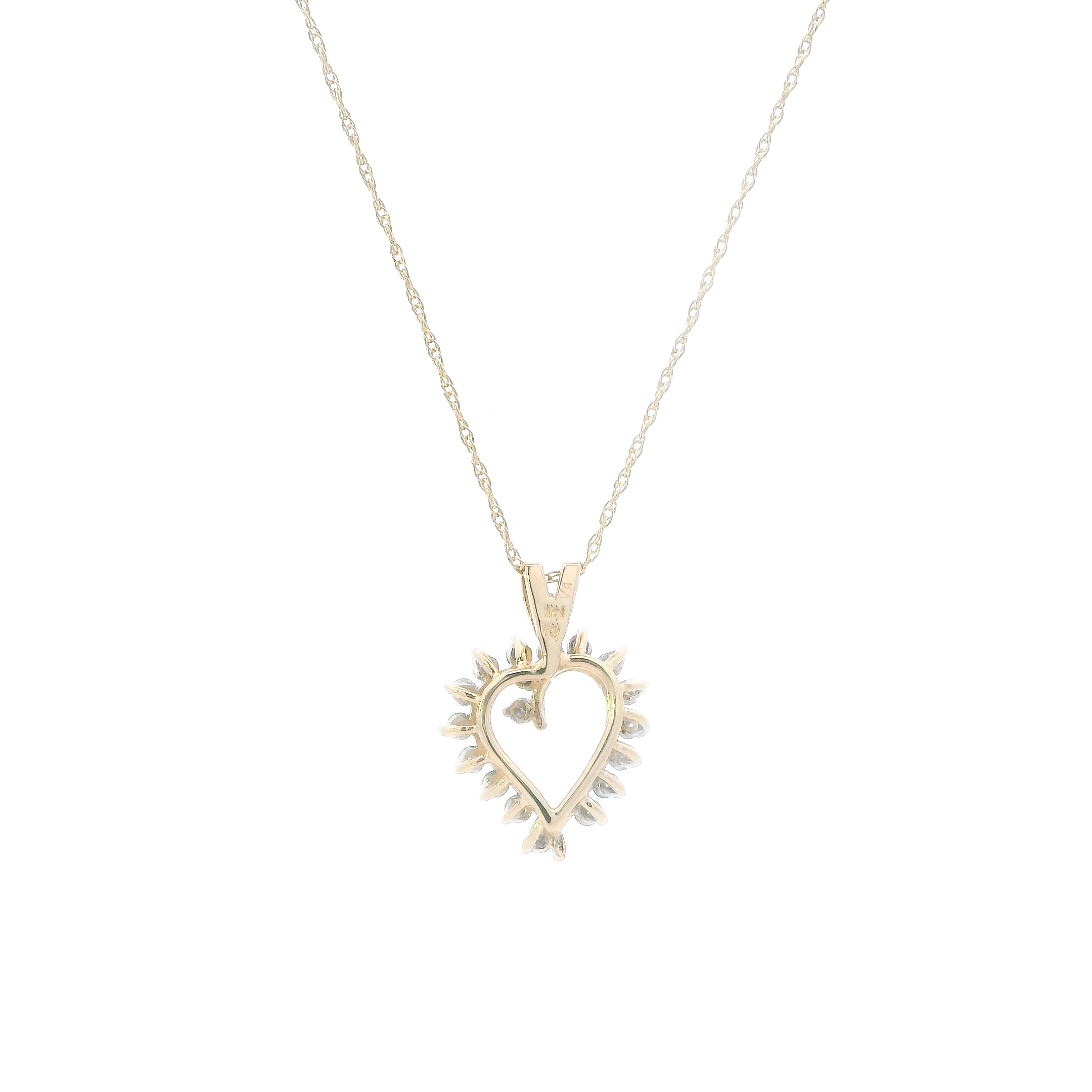 14K Yellow Gold Diamonds Heart Pendant & 16