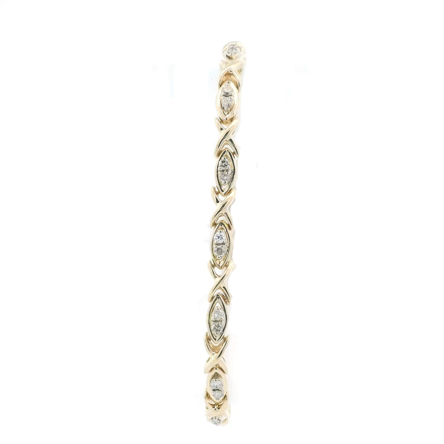14K Yellow Gold 7.5" Diamonds XO Link Tennis Bracelet - 0.84ct