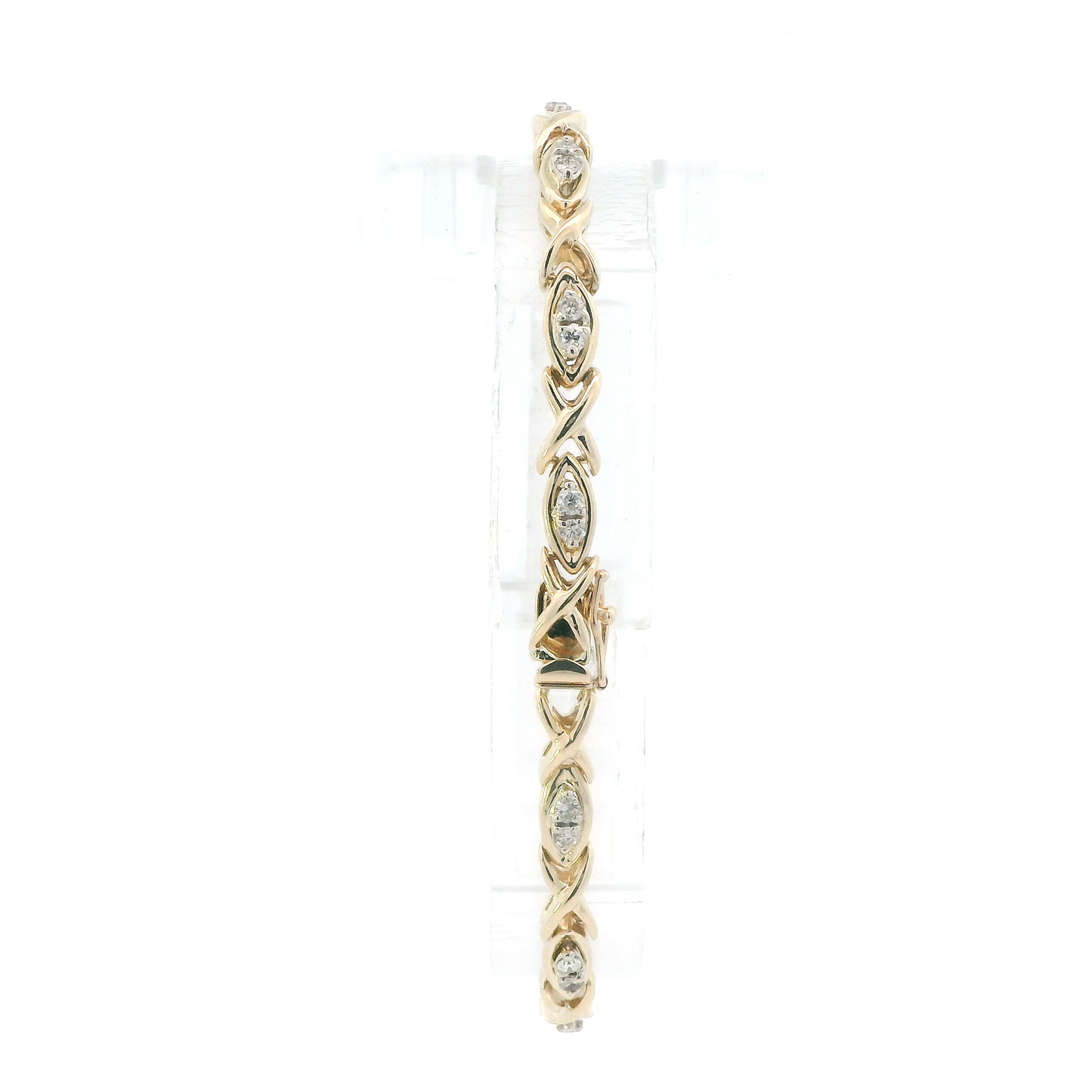 14K Yellow Gold 7.5" Diamonds XO Link Tennis Bracelet - 0.84ct