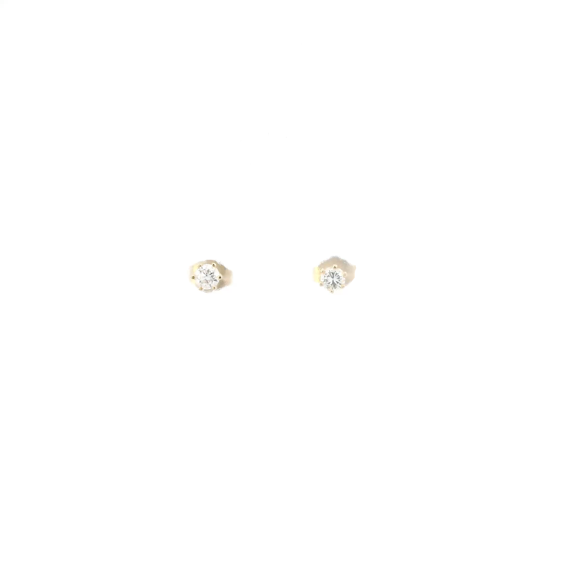 14K Yellow Gold Solitaire Diamond Earrings