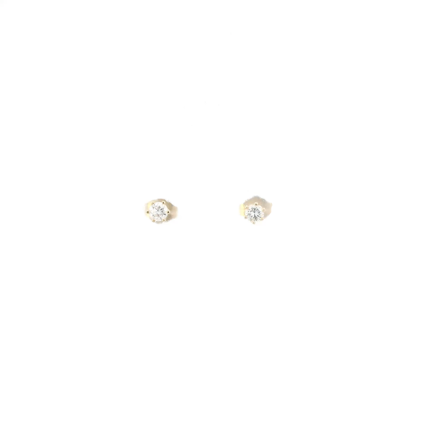 14K Yellow Gold Solitaire Diamond Earrings