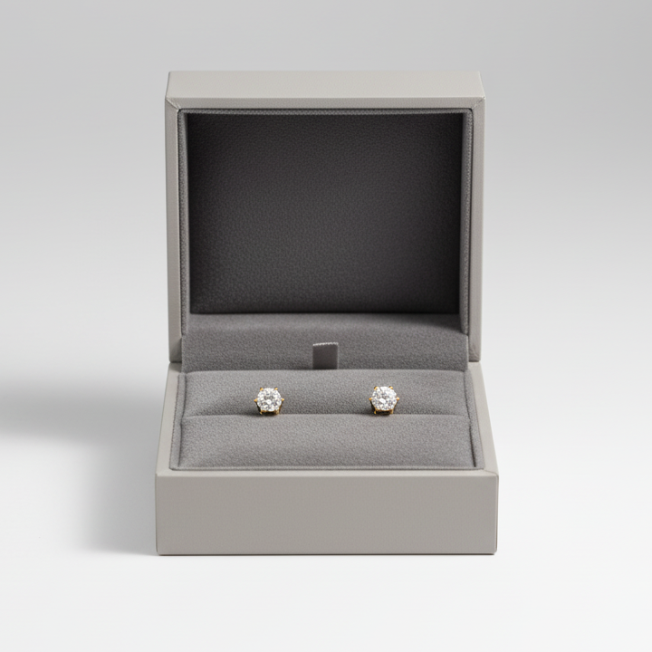 14K Yellow Gold Solitaire Diamond Earrings