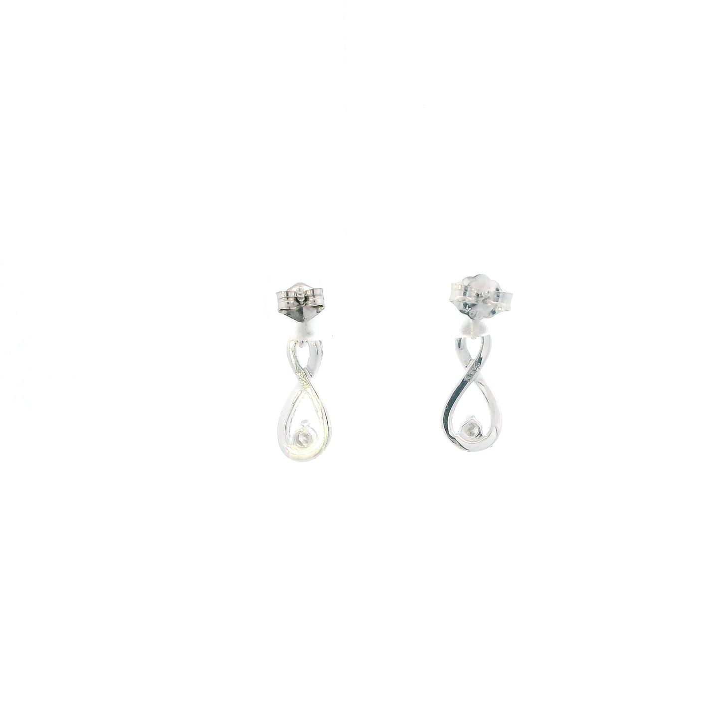 10K White Gold Diamonds Infinity Dangle Earrings - 0.15ct