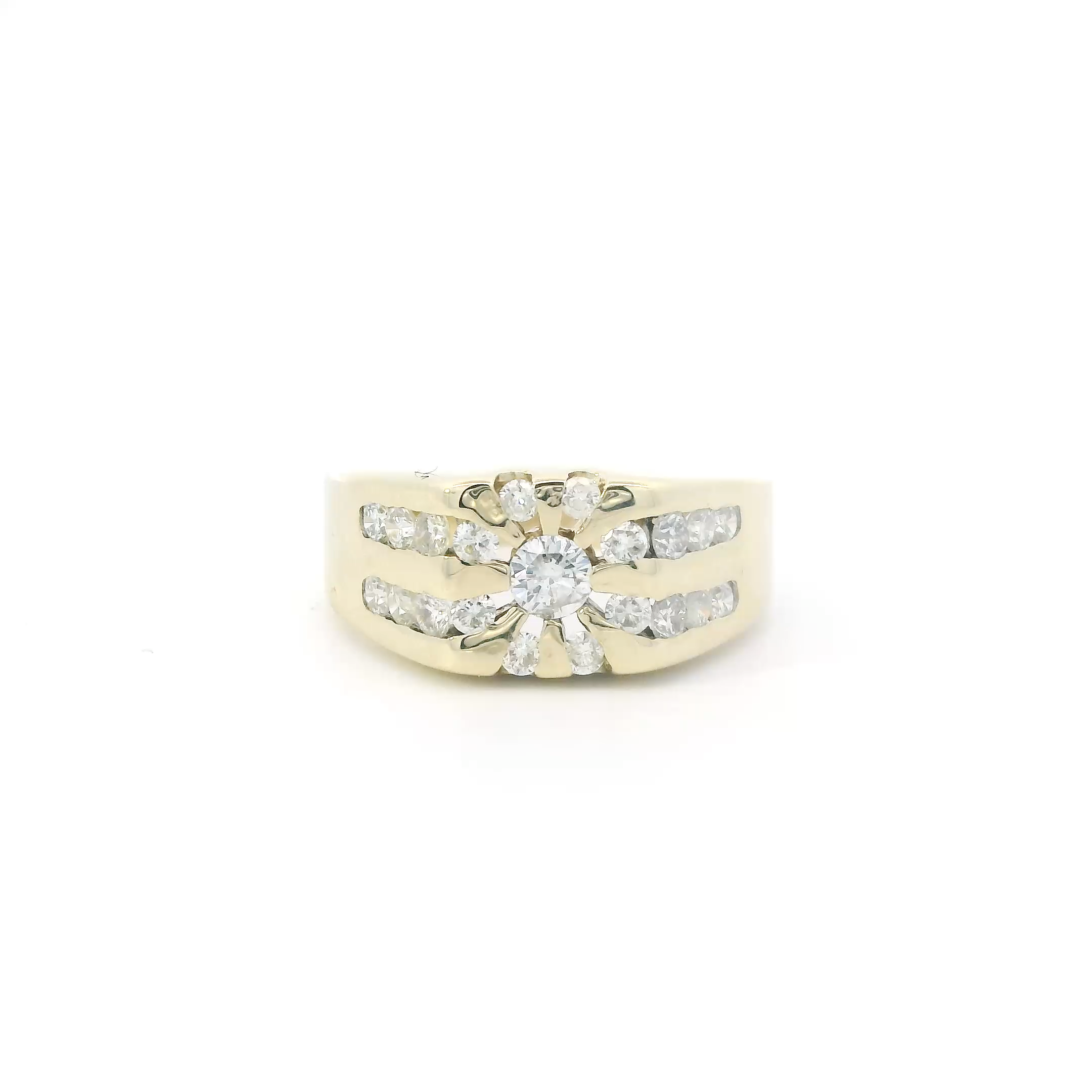14K Yellow Gold Diamonds Mens Ring - 0.92ct