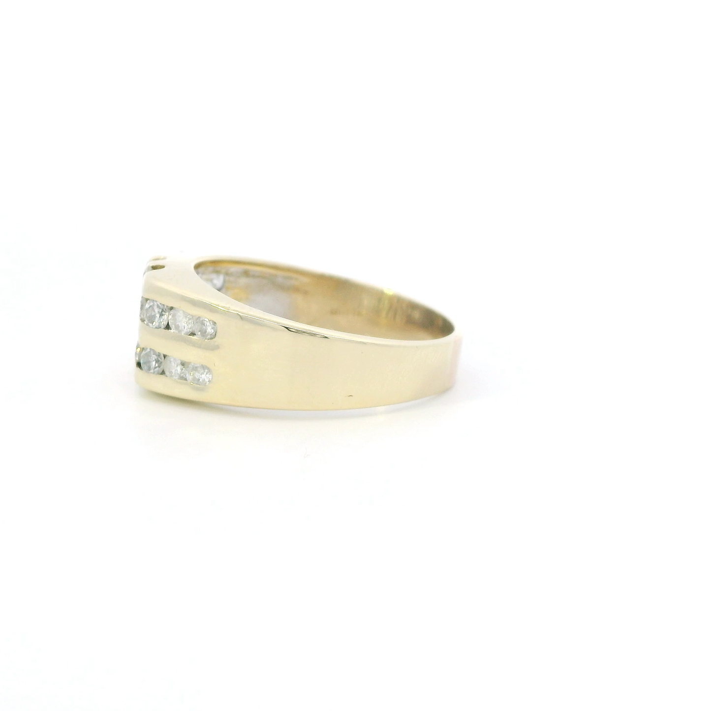 14K Yellow Gold Diamonds Mens Ring - 0.92ct
