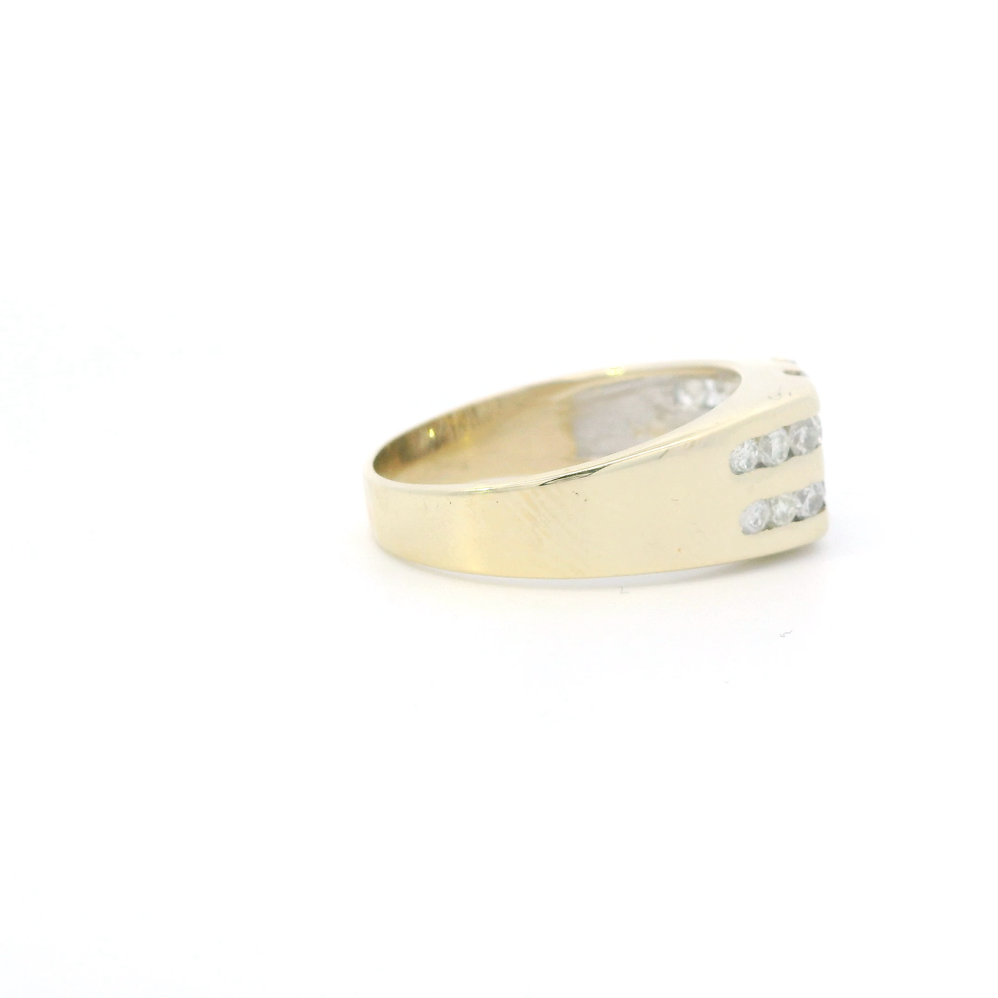 14K Yellow Gold Diamonds Mens Ring - 0.92ct