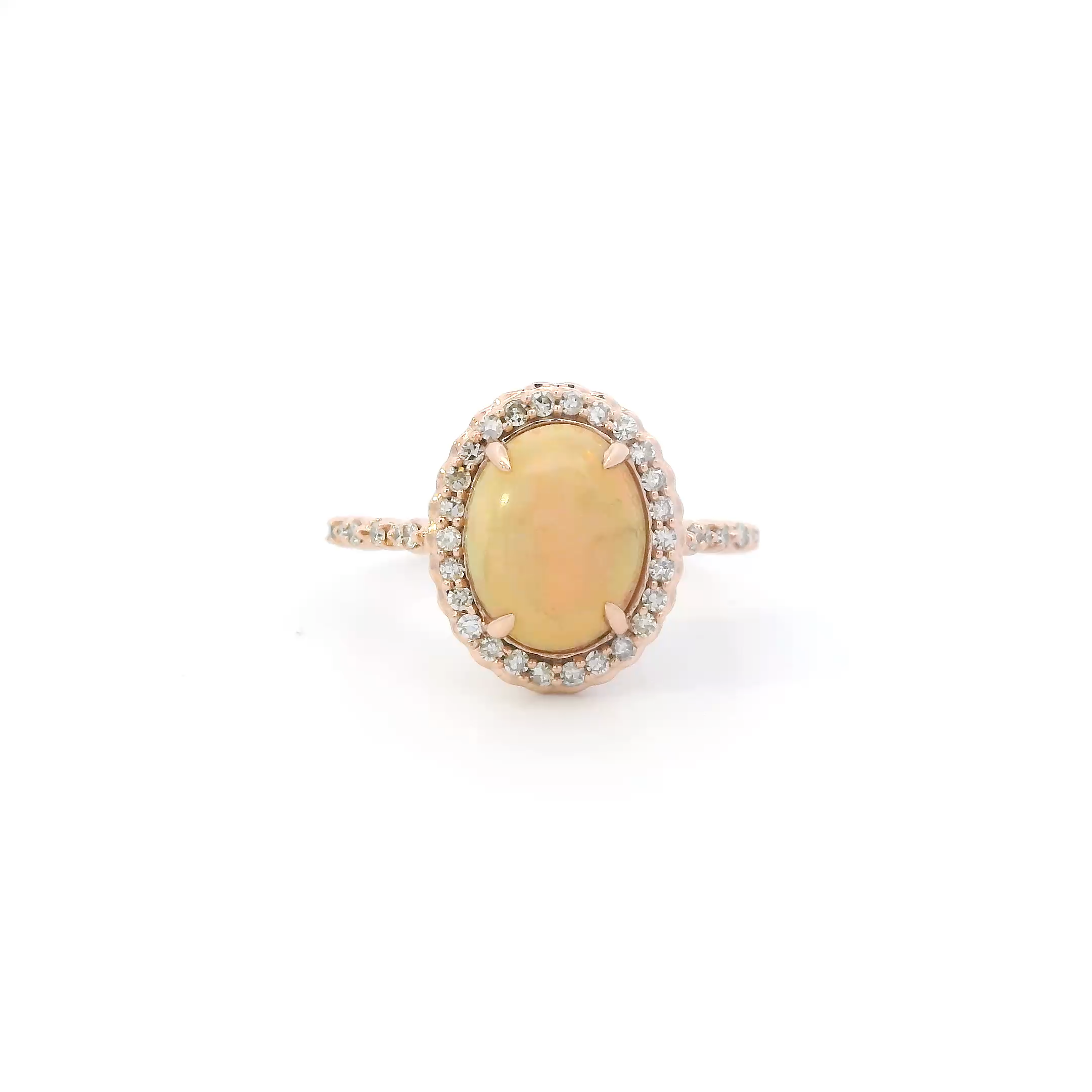 10K Rose Gold Opal & Diamonds Womens Ring - 0.25ct