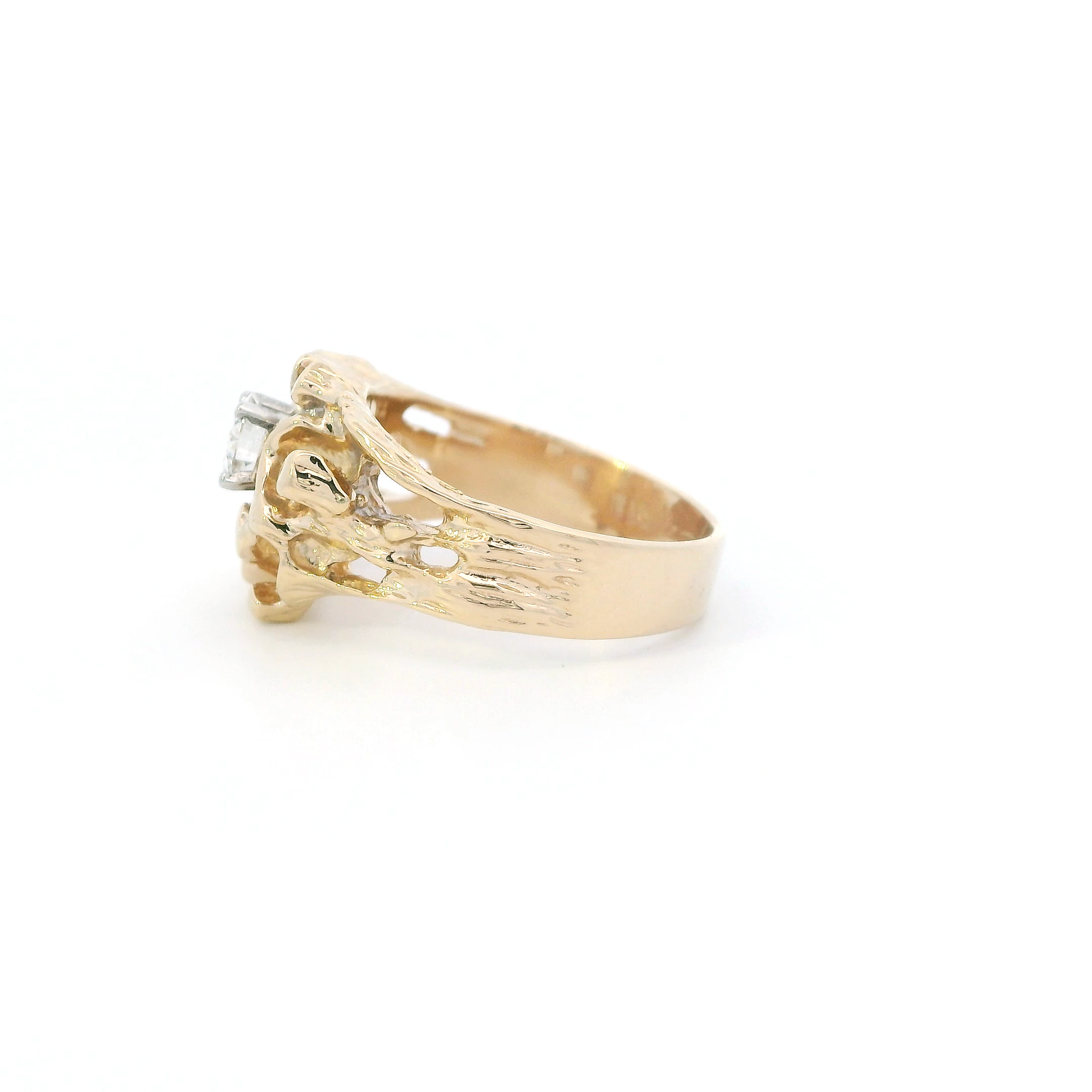 14K Yellow Gold Diamond Nugget Womens Ring - 0.36ct