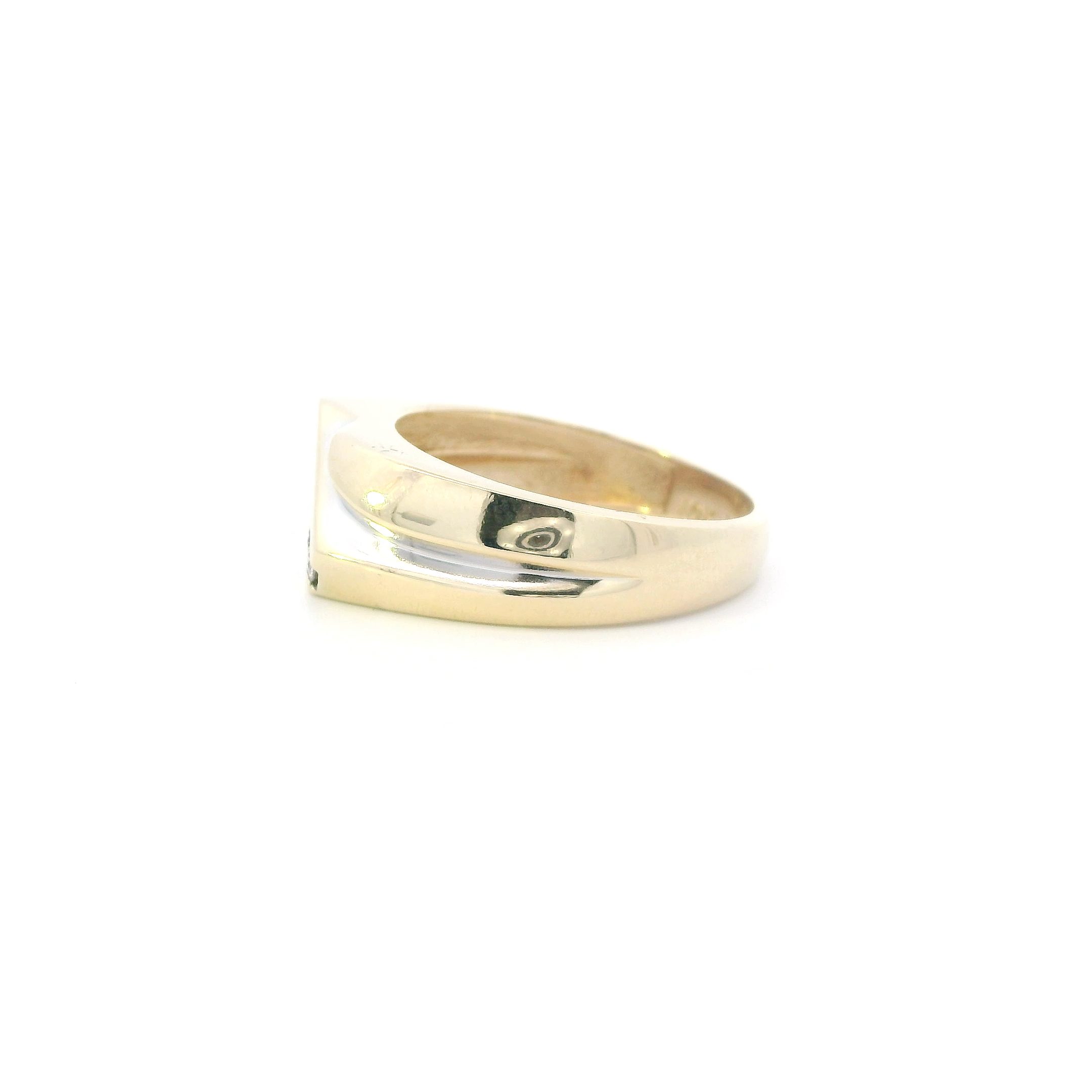 10K Yellow & White Gold Diamonds Mens Ring - 0.20ct