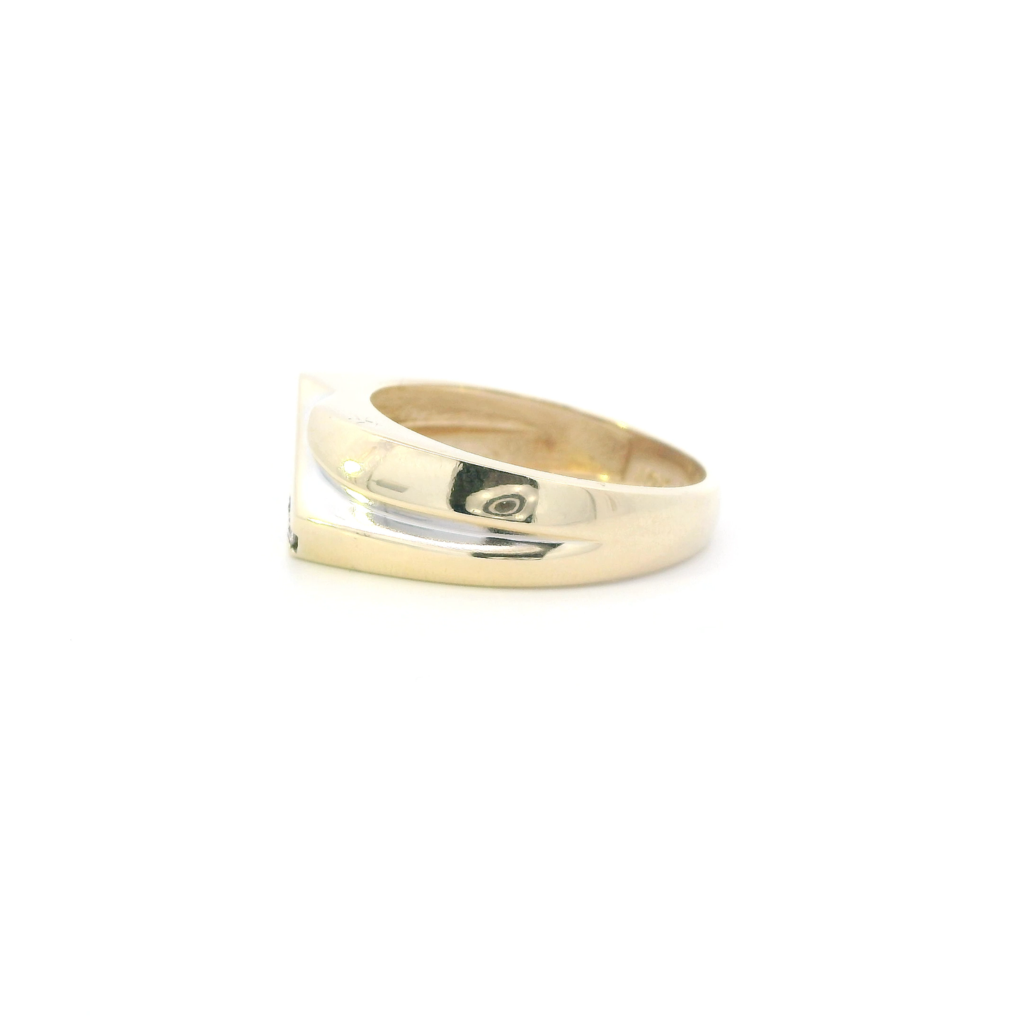 10K Yellow & White Gold Diamonds Mens Ring - 0.20ct