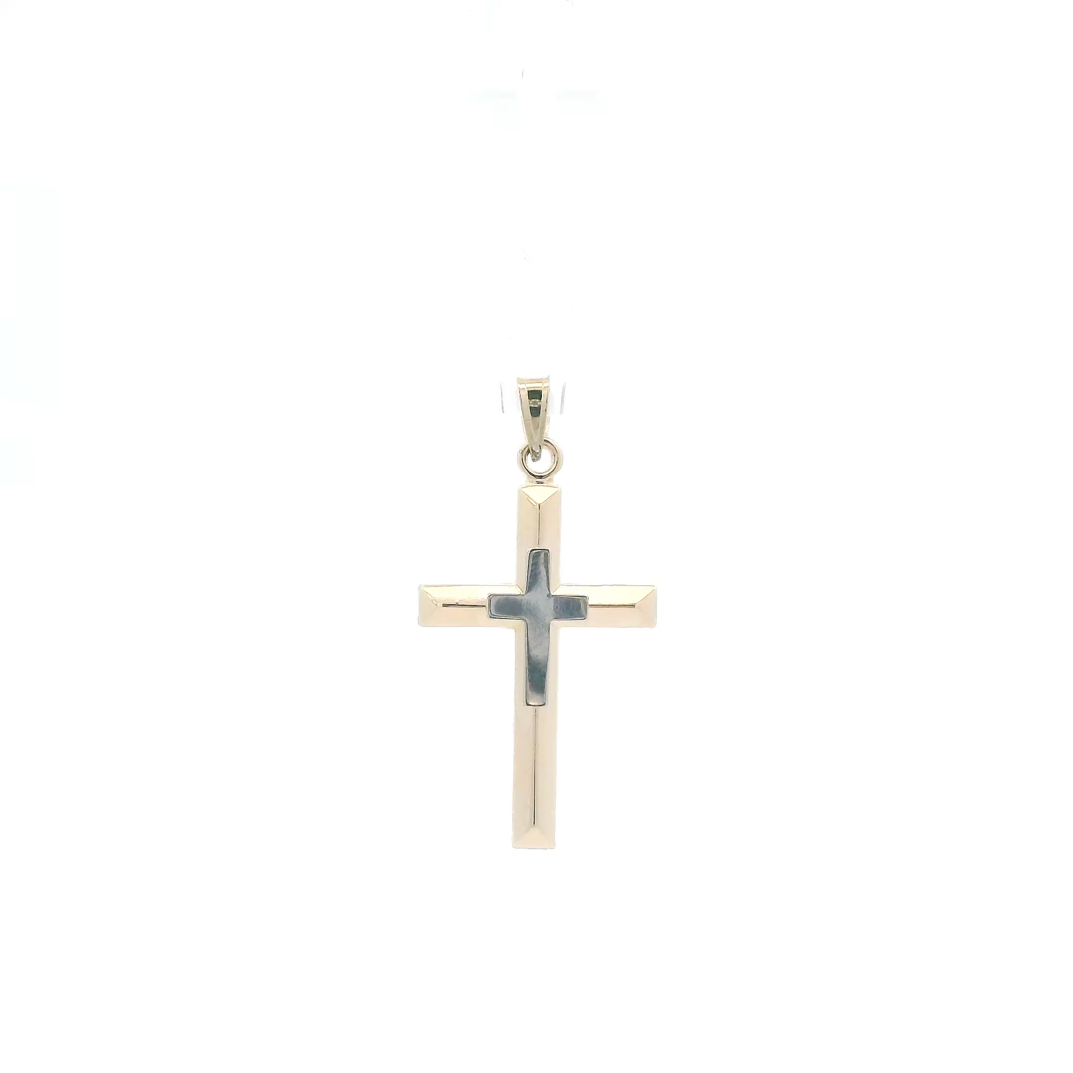 14K Yellow & White Gold Double Cross Pendant
