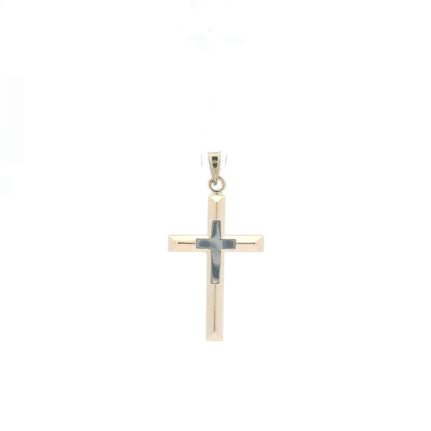 14K Yellow & White Gold Double Cross Pendant