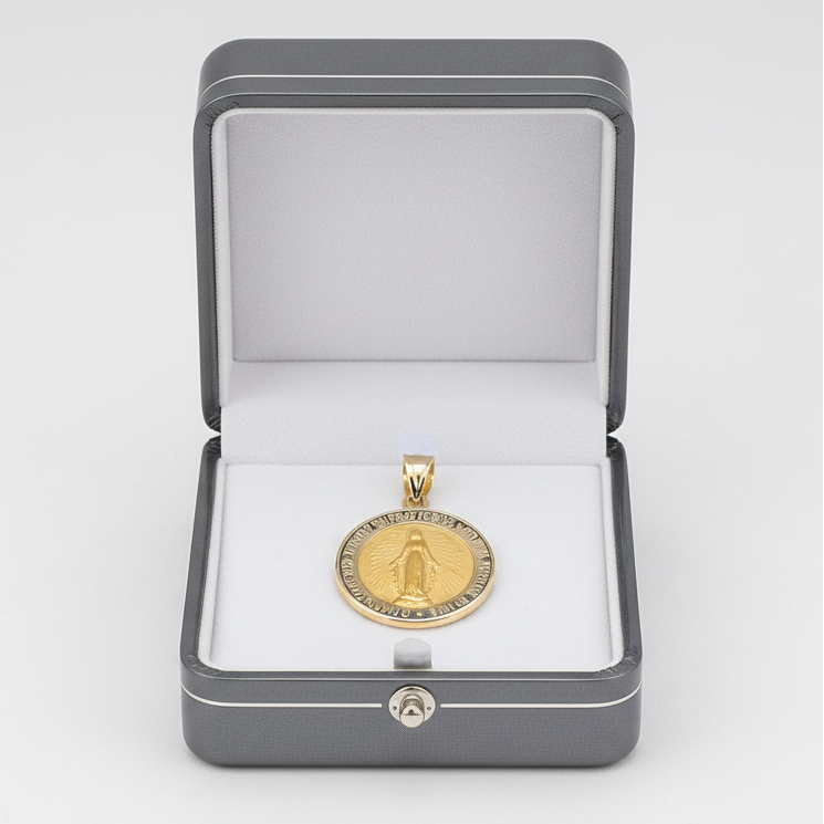 14K Yellow Gold Round Religious Saint Christopher Pendant