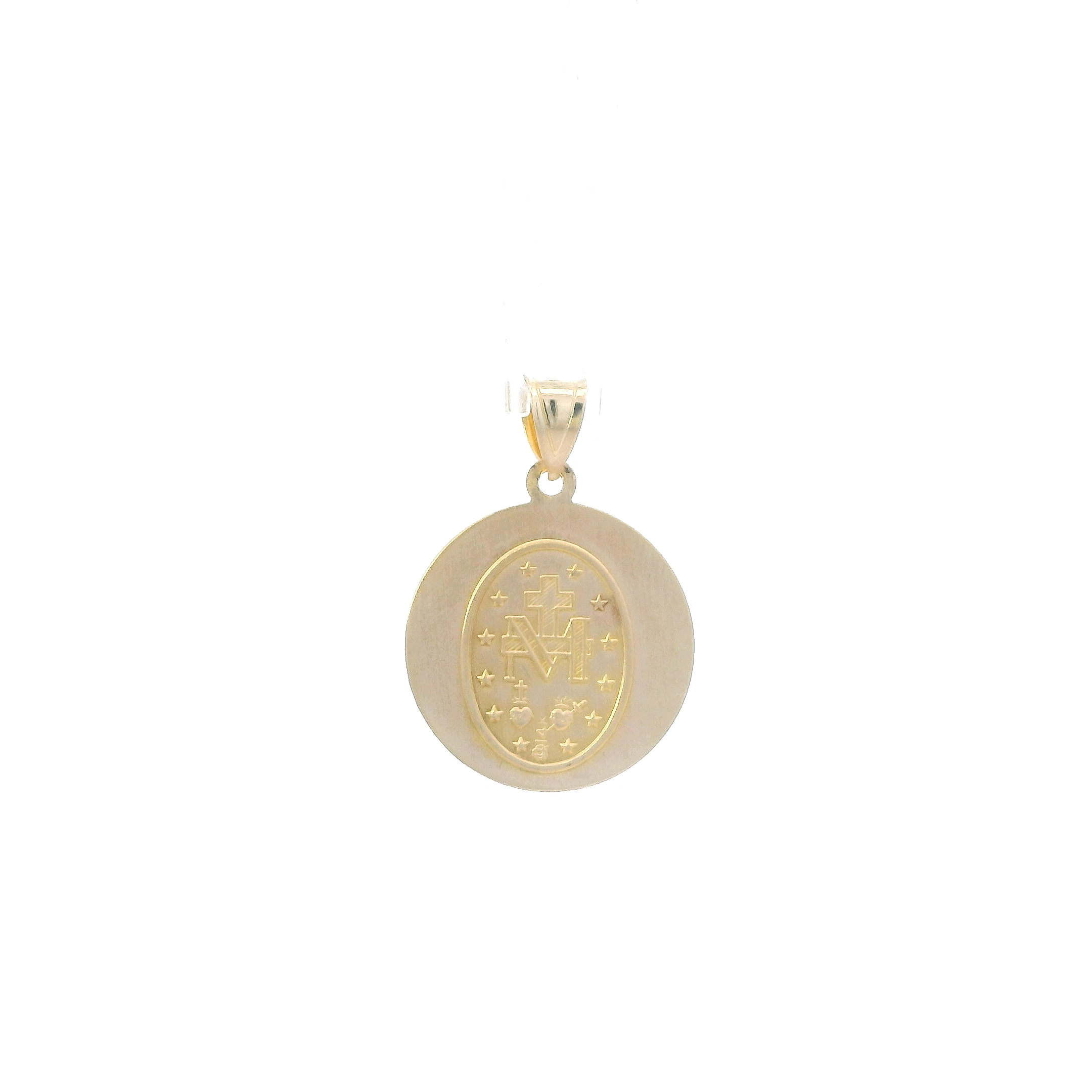 14K Yellow Gold Round Religious Saint Christopher Pendant