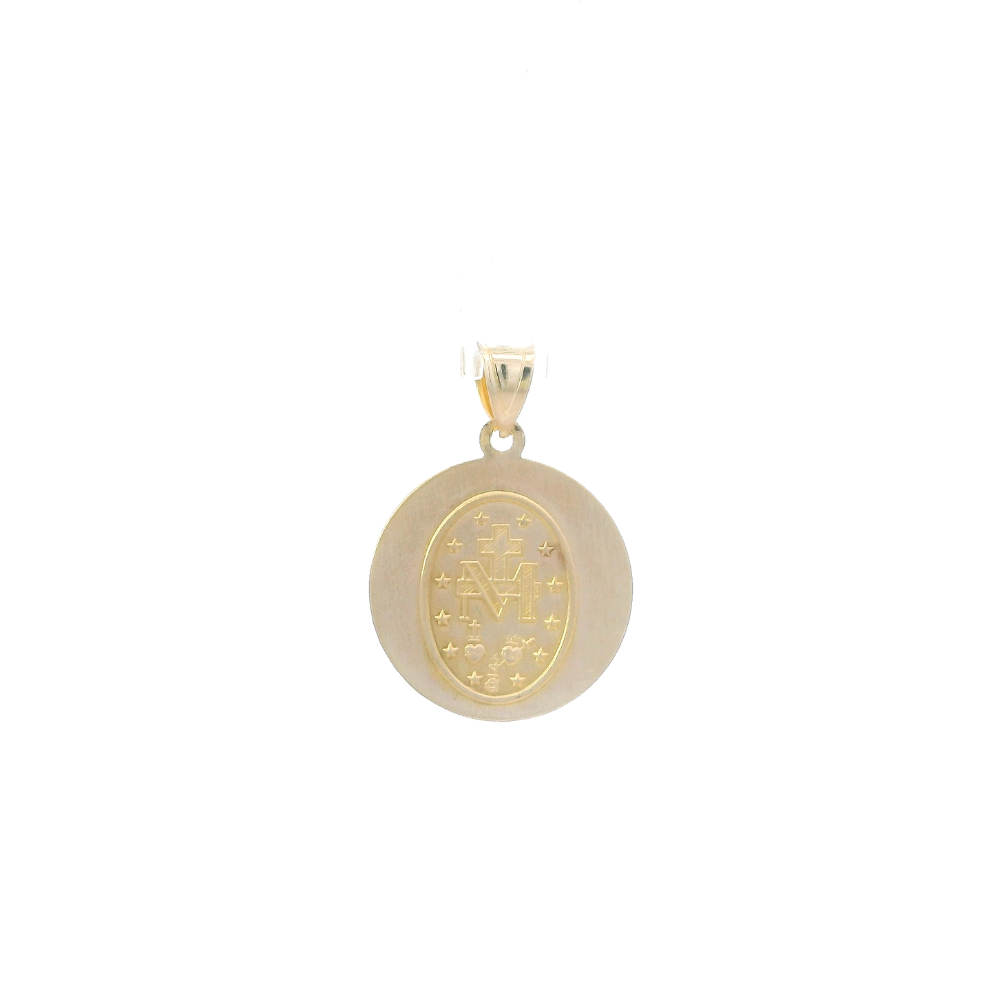 14K Yellow Gold Round Religious Saint Christopher Pendant