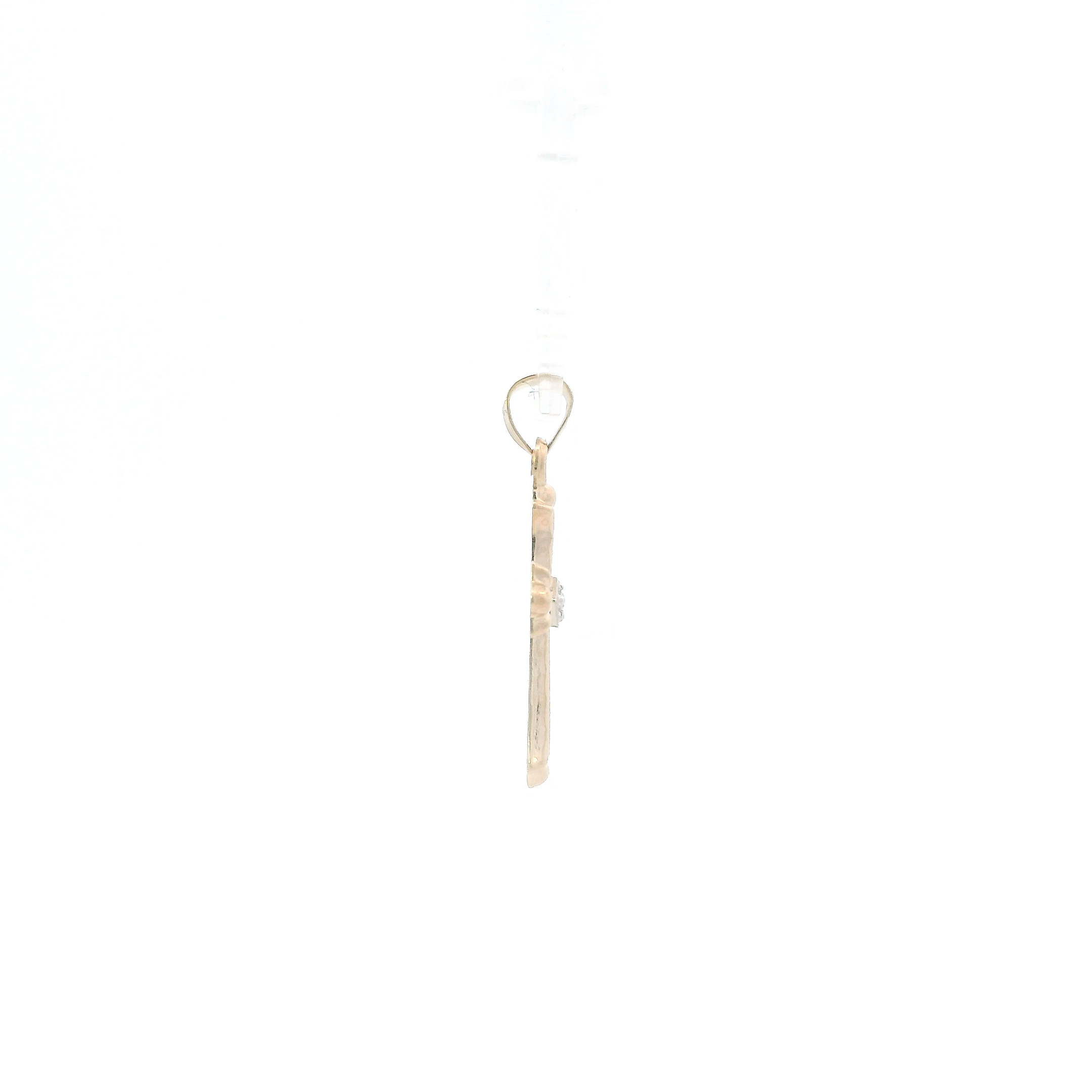 14K Yellow Gold Diamond Cross Pendant - 0.01ct