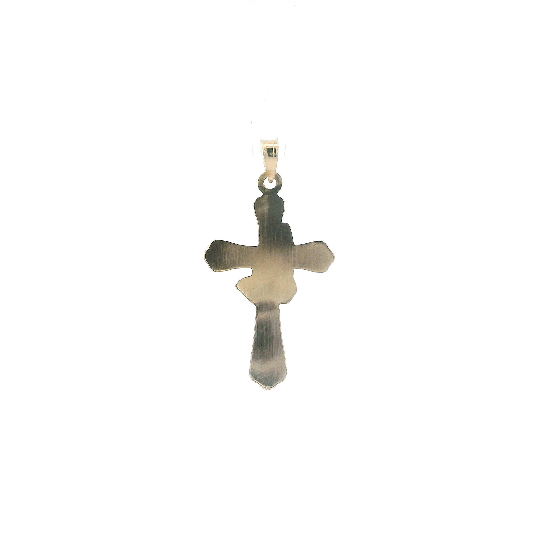 14K Yellow & White Gold Praying Hands Cross Pendant