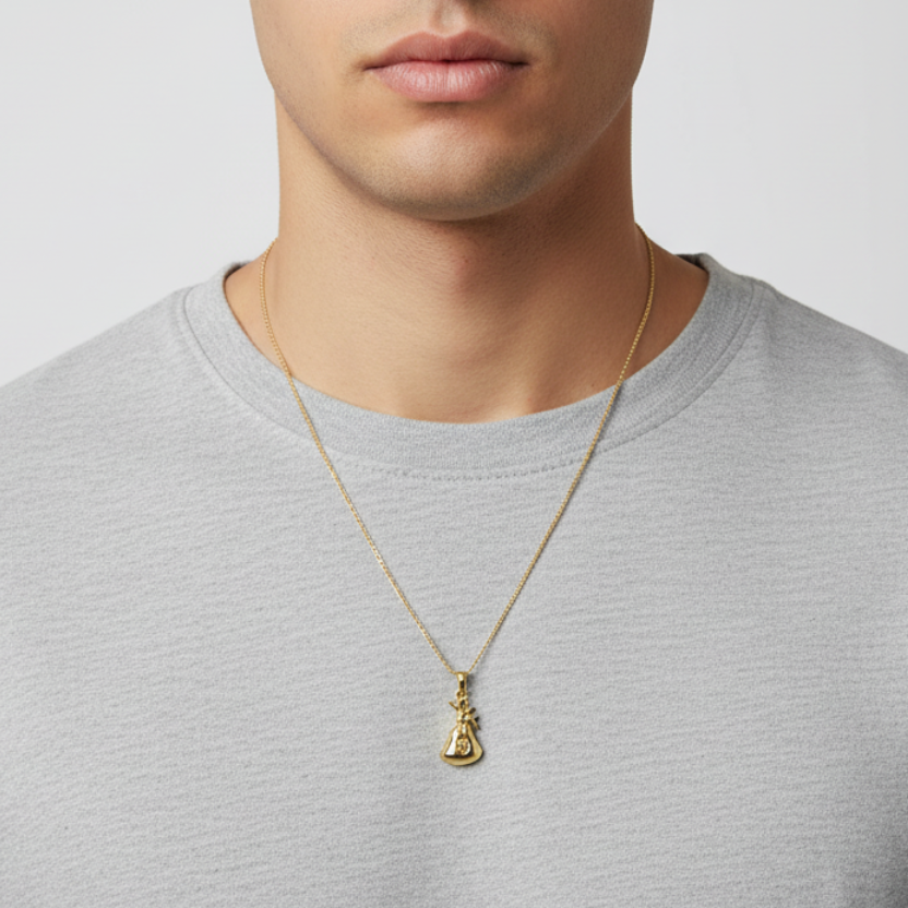 14K Yellow Gold Money Bag Pendant