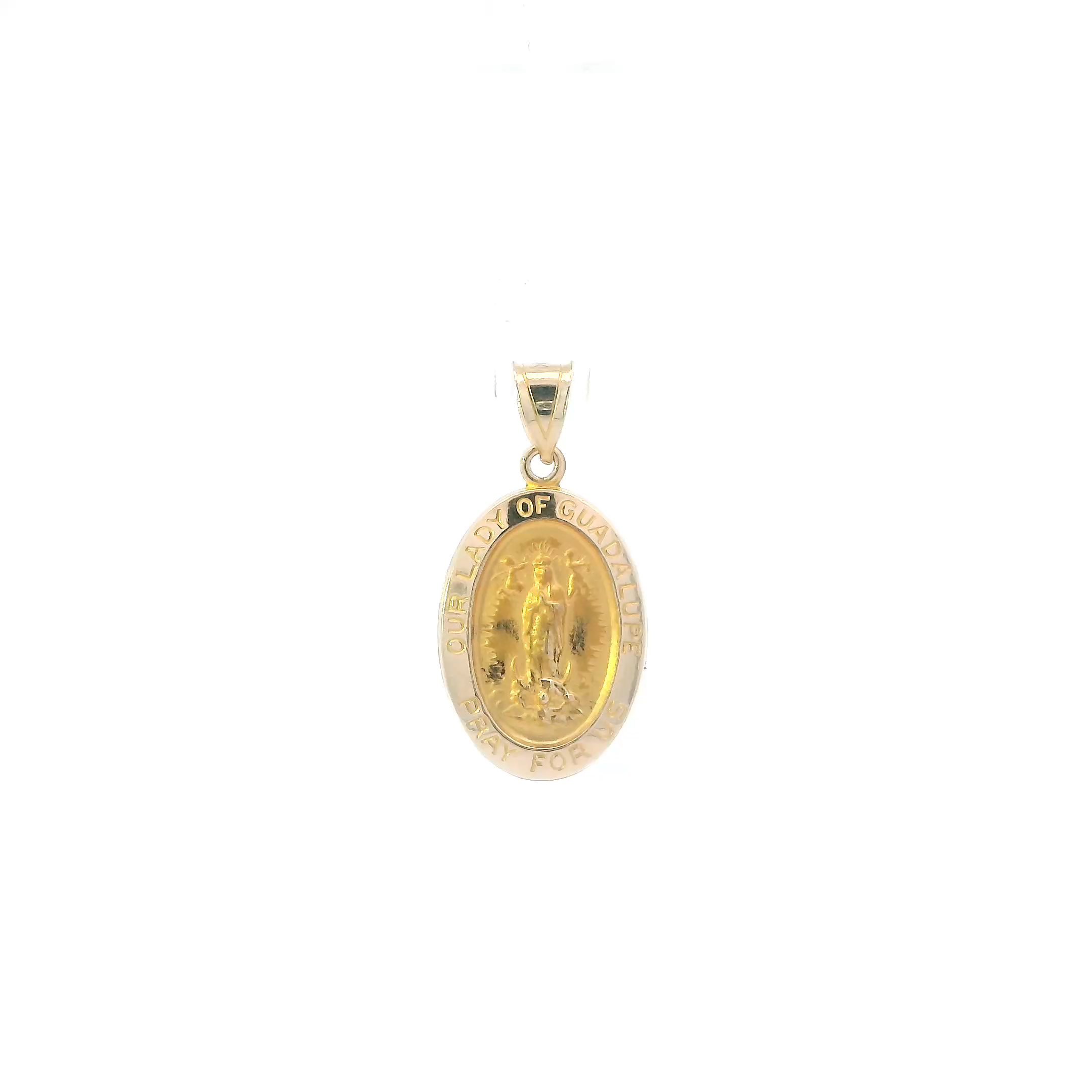 14K Yellow Gold Lady Guadalupe Religious Pendant