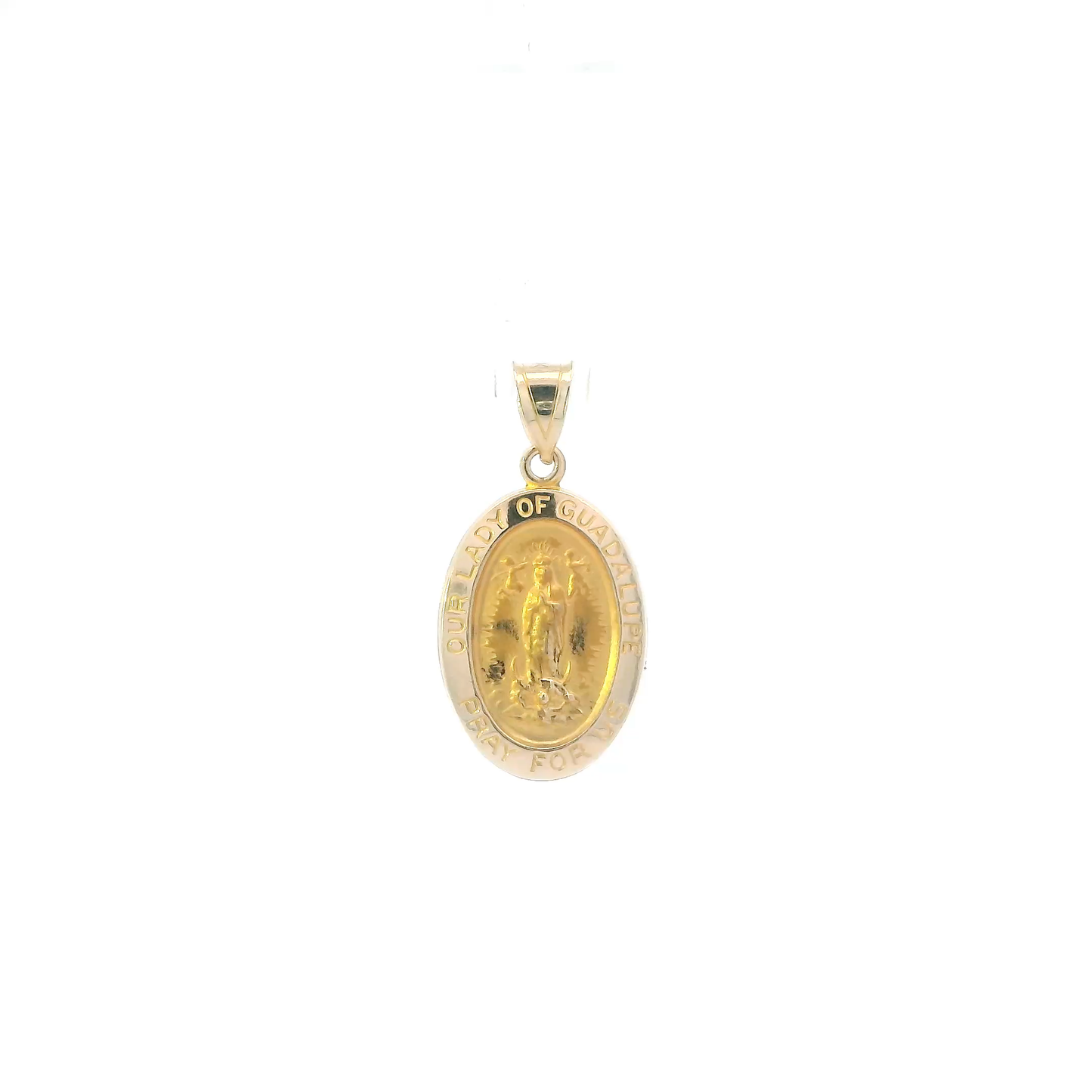 14K Yellow Gold Lady Guadalupe Religious Pendant