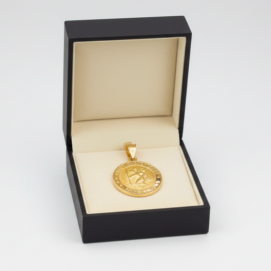 14K Yellow Gold Round "Saint Christopher" Pendant