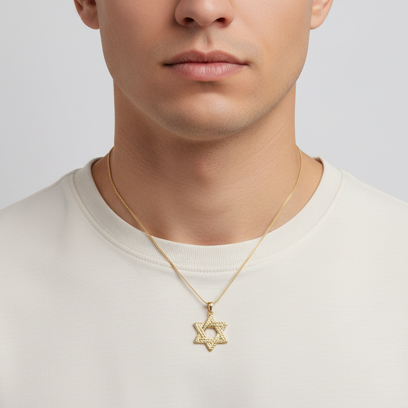 14K Yellow Gold Star Of David Pendant