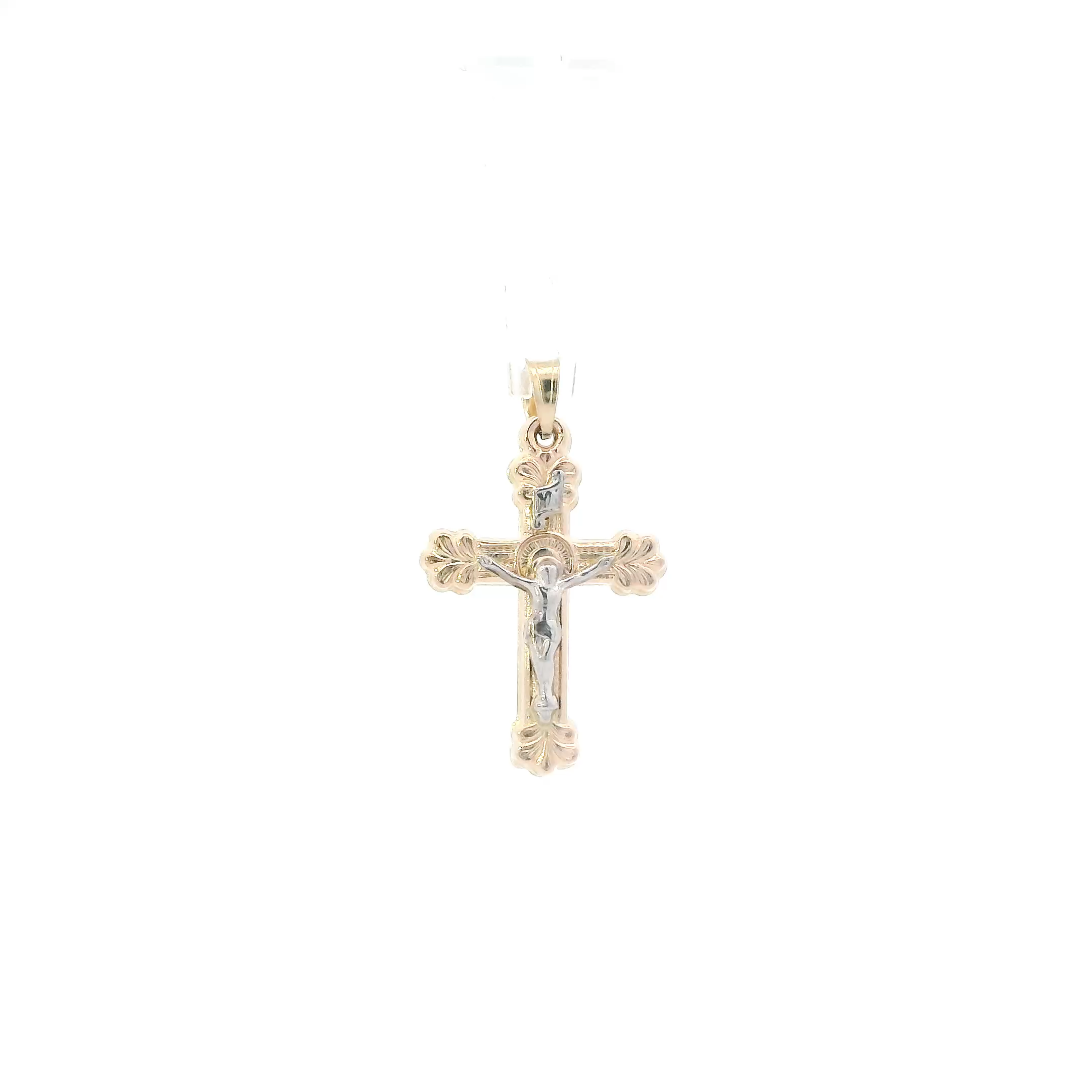14K Yellow & White Gold Crucifix Pendant