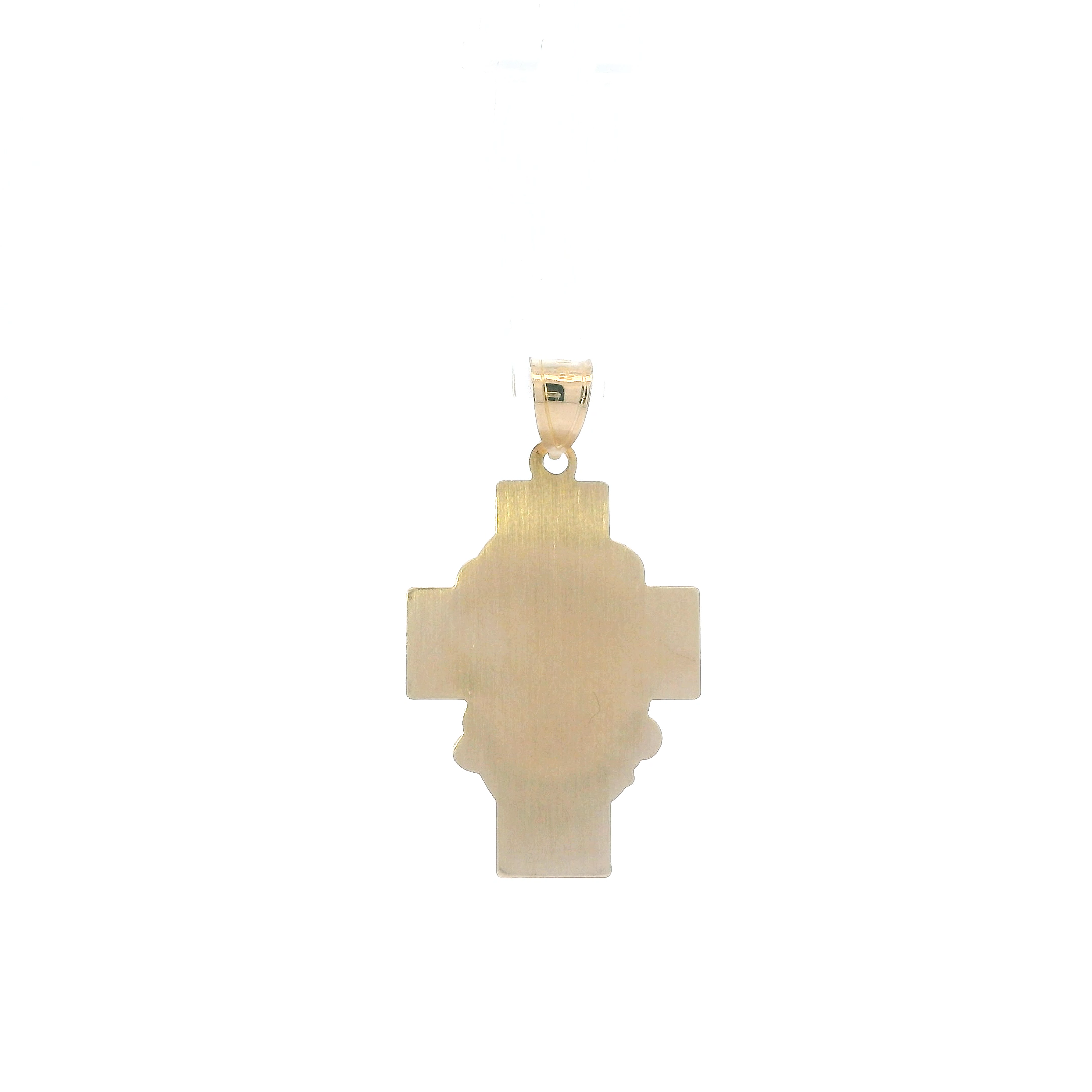 14K Yellow Gold Jesus Face Cross Pendant