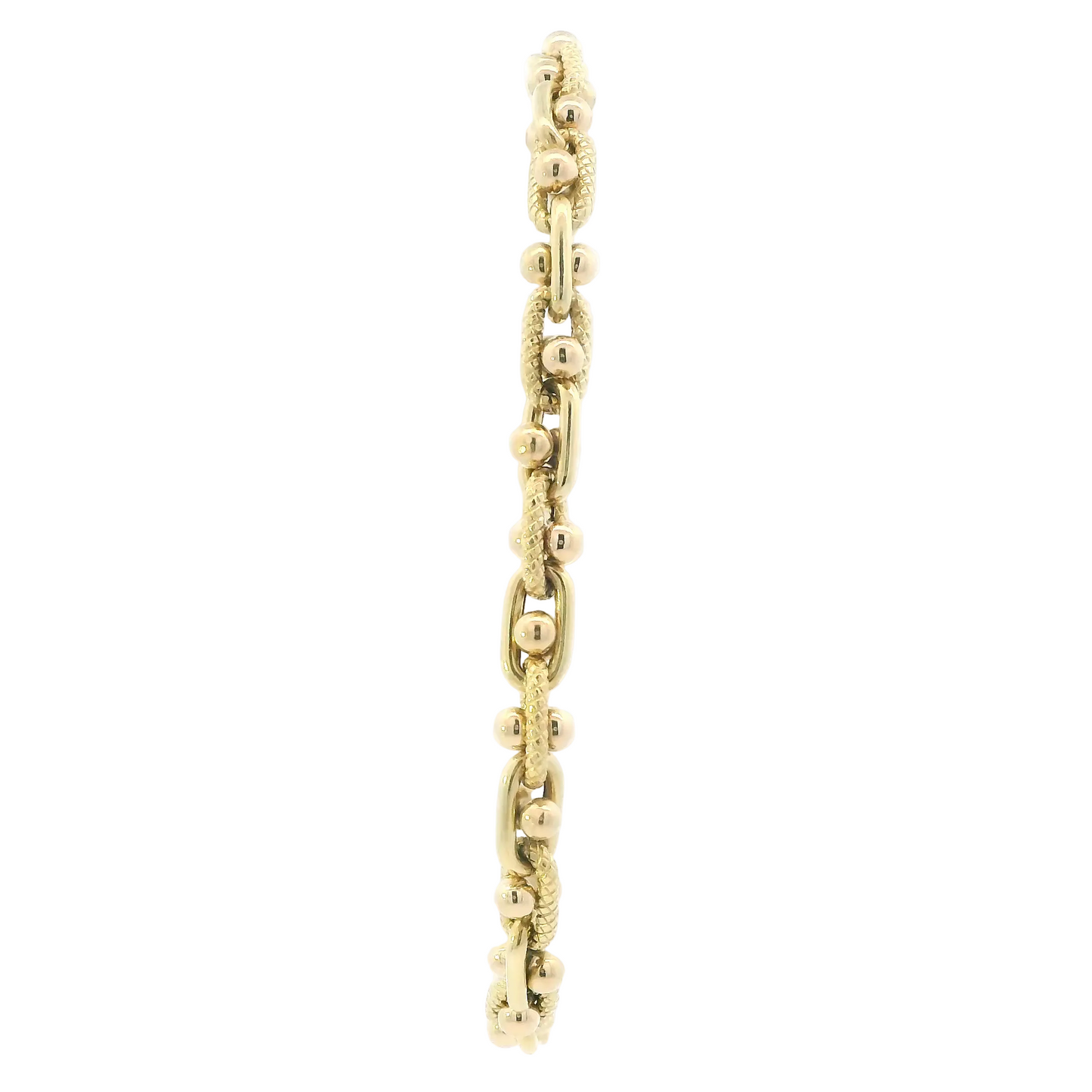 18K Yellow Gold 7.25" Beaded Paperclip Bracelet