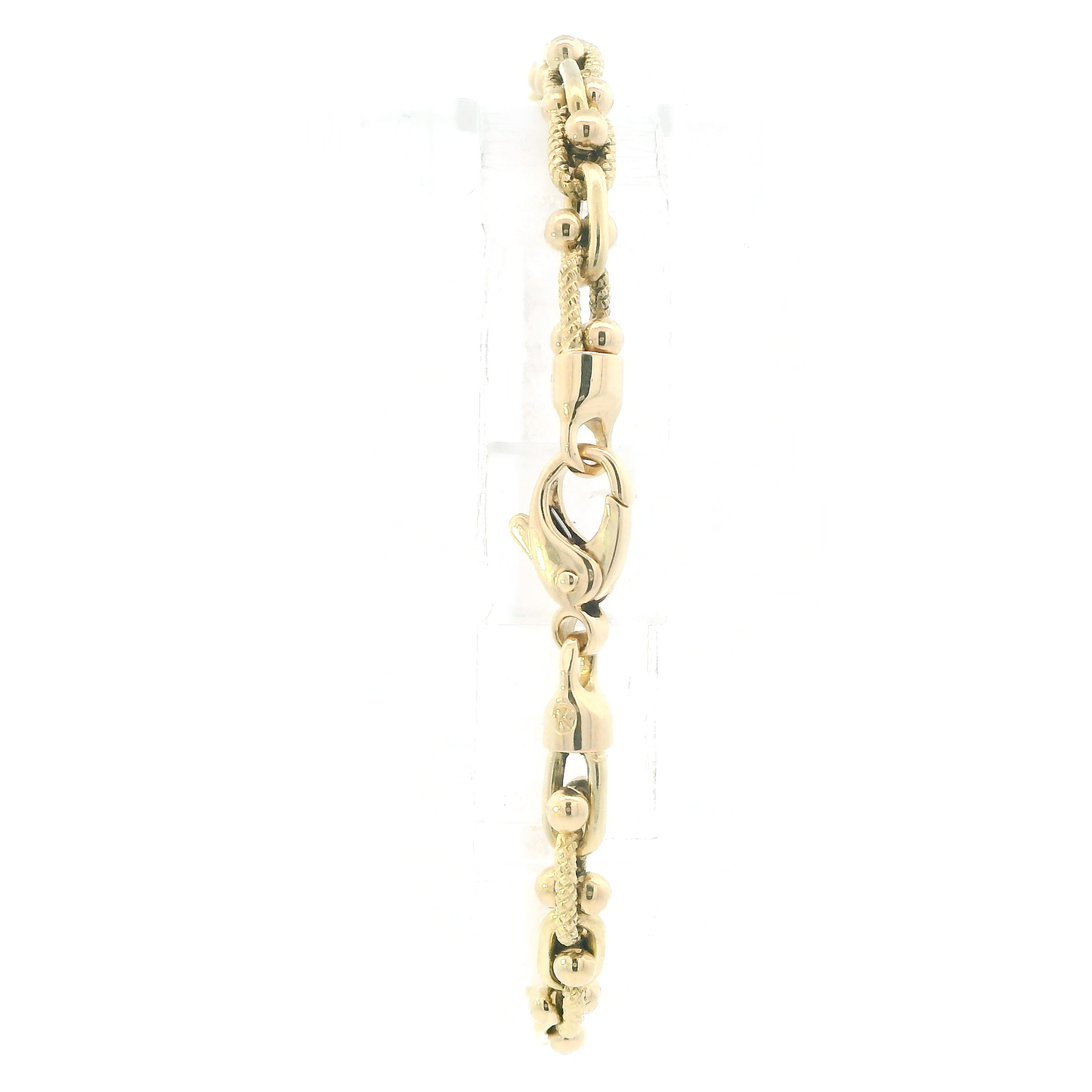 18K Yellow Gold 7.25" Beaded Paperclip Bracelet