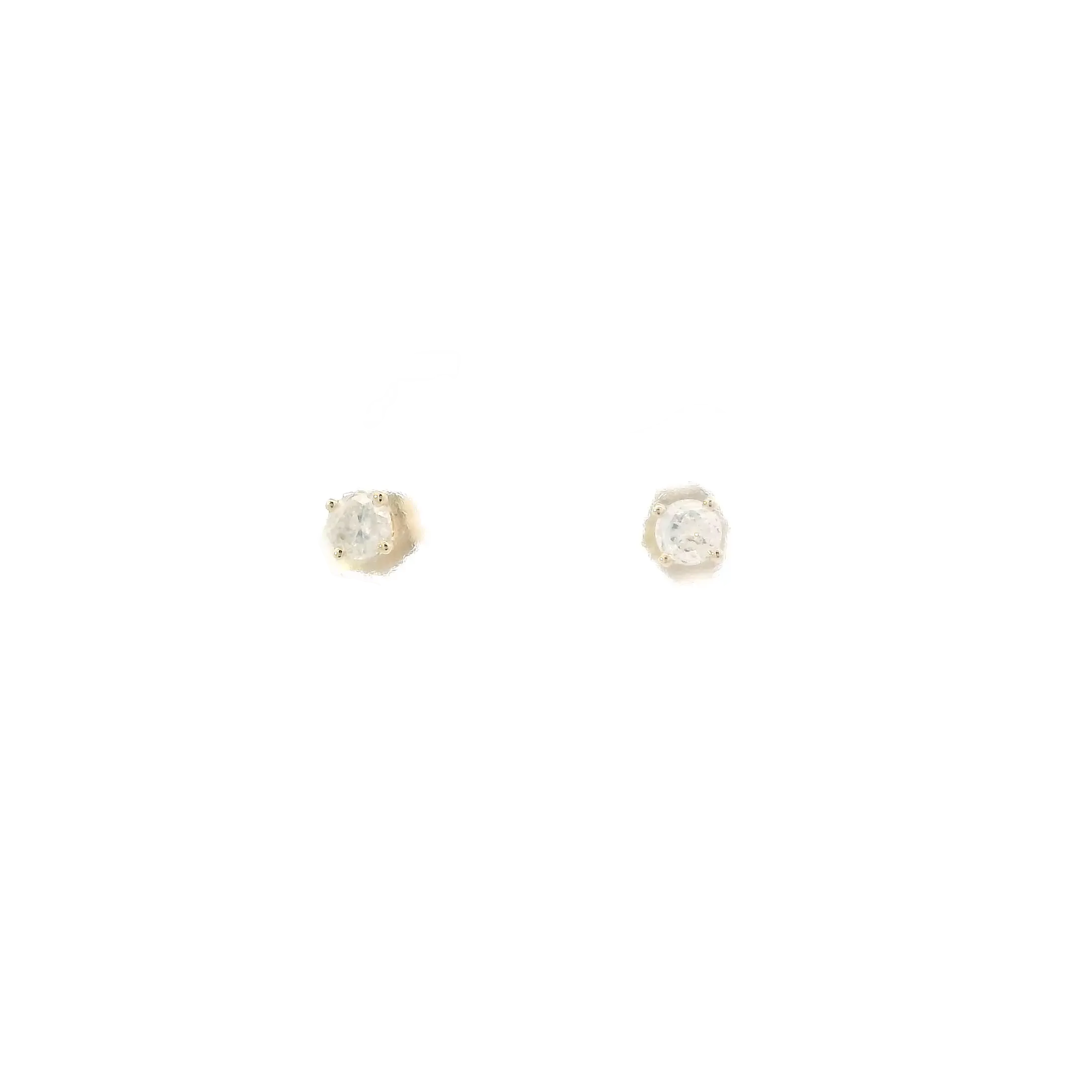 14K Yellow Gold Solitare Diamond Earrings
