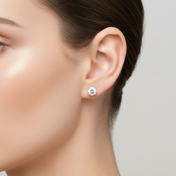 14K Yellow Gold Solitare Diamond Earrings