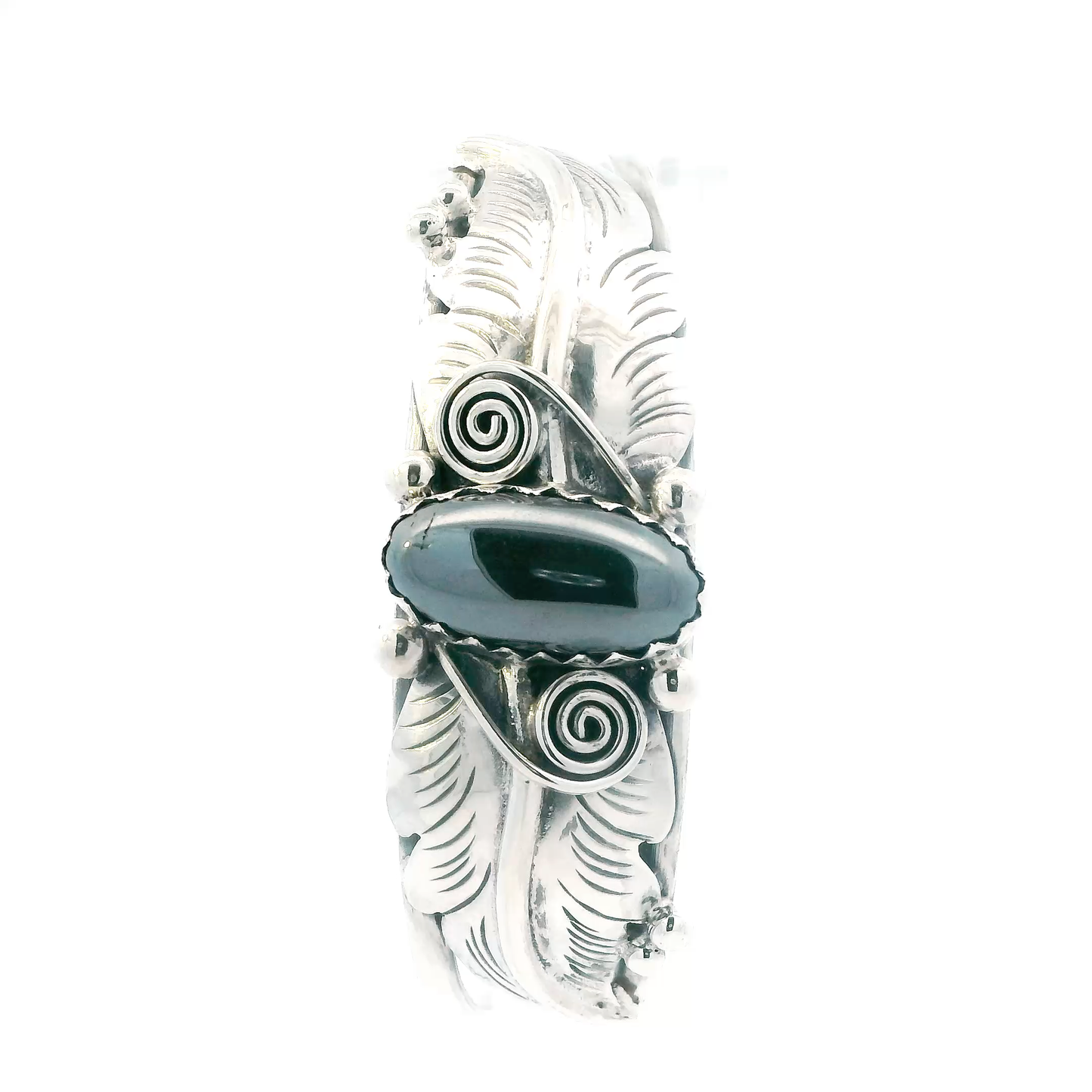 Sterling Silver Native American Hematite Stone Bracelet