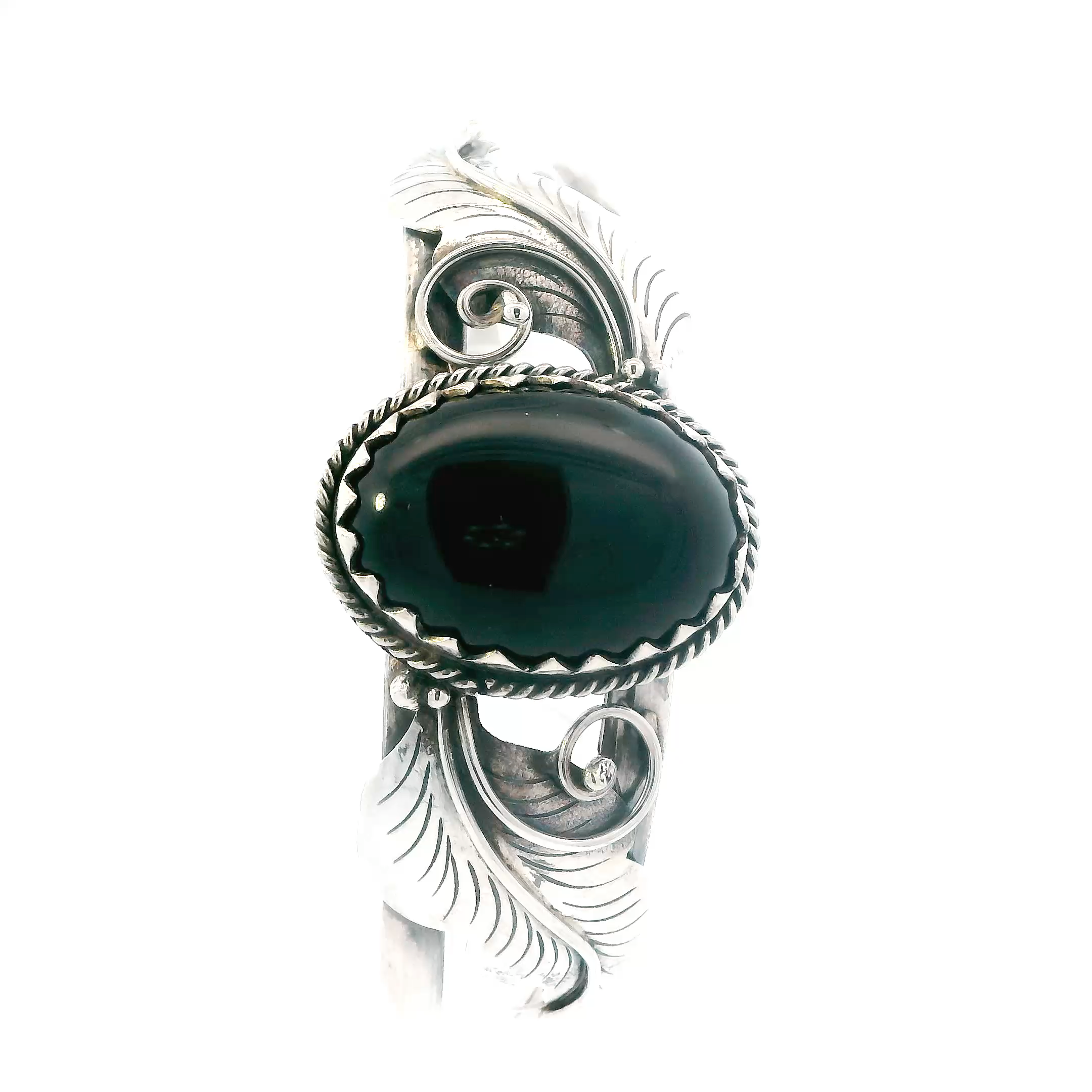 Silver Black Onx Cuff Native American Bracelet