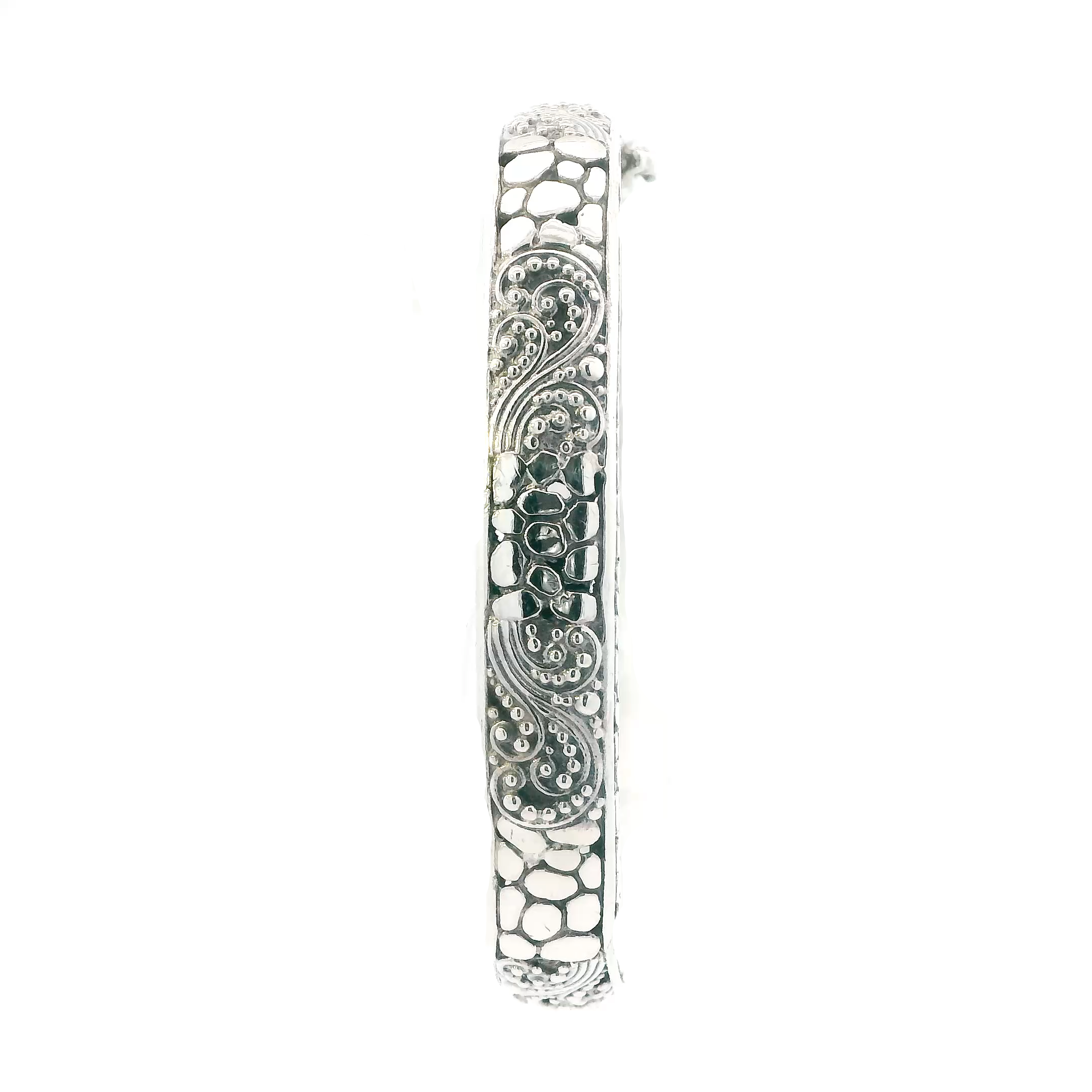 Sarda Sterling Silver Filigree Bali Hinged Bracelet