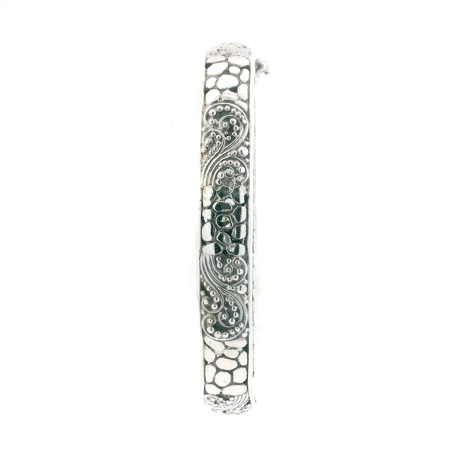 Sarda Sterling Silver Filigree Bali Hinged Bracelet