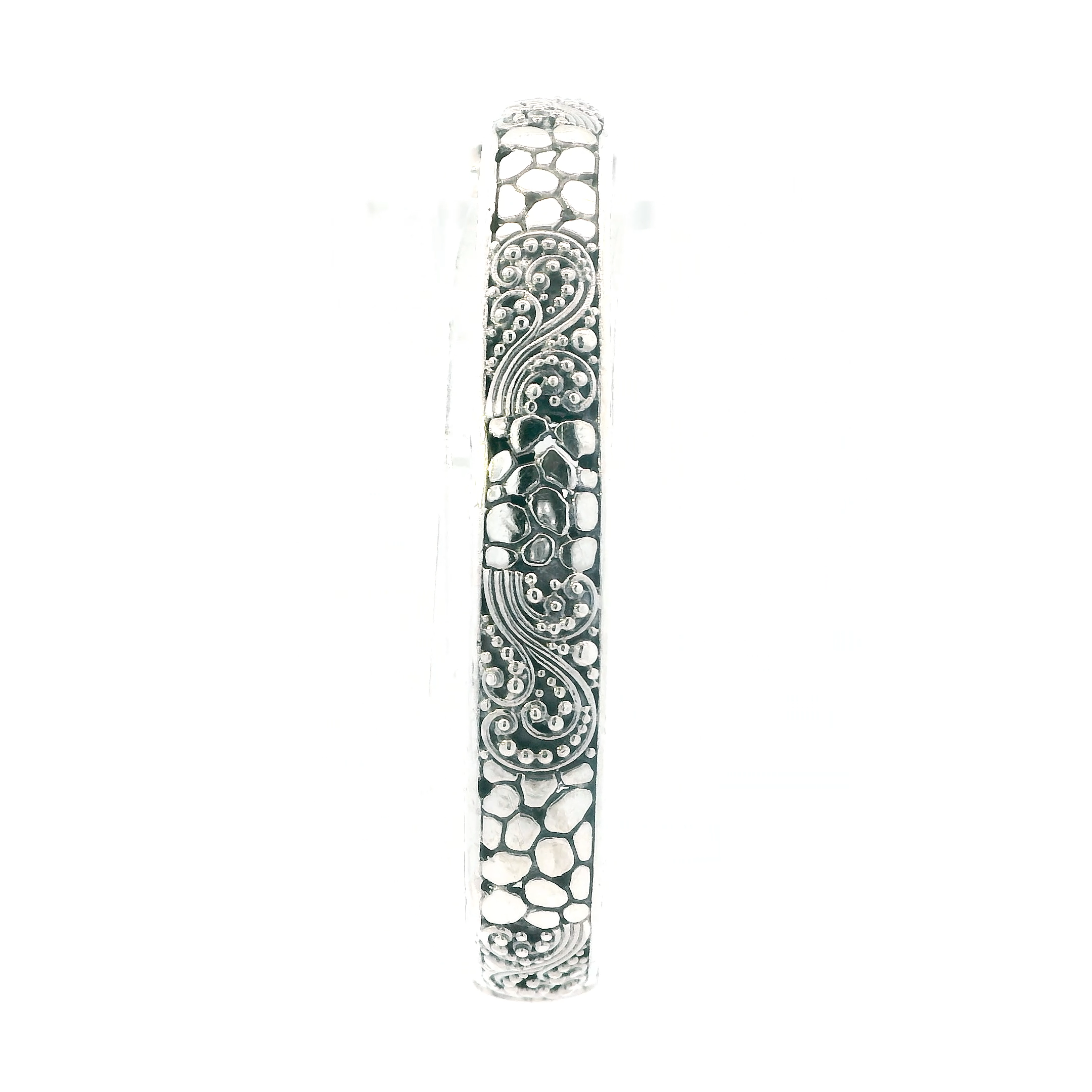 Sarda Sterling Silver Filigree Bali Hinged Bracelet